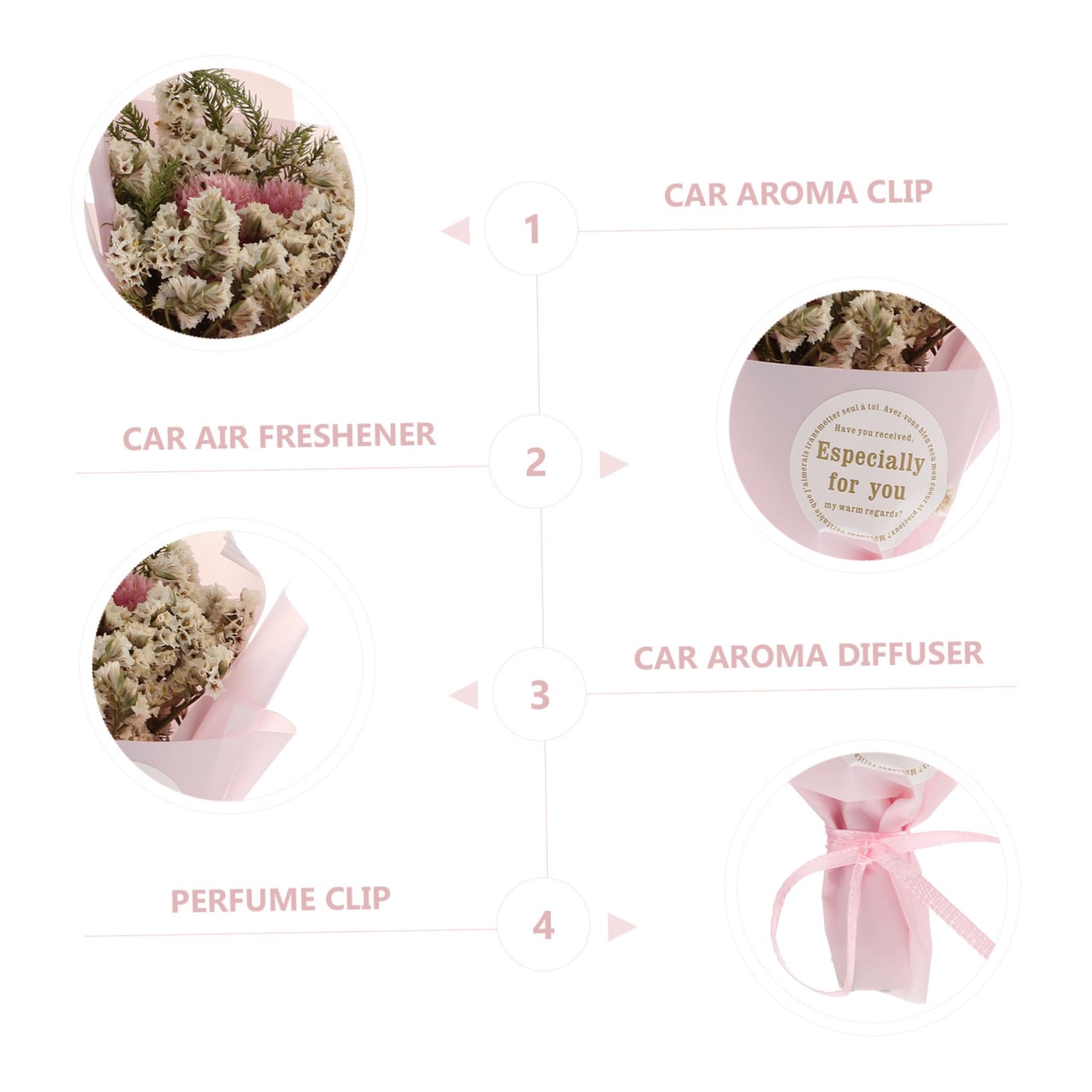 iplusmile 6pezzi Profumatore Per Auto Clip Con Fiori Secchi Da Diffusore Aromatico Elegante Per Ventilazione Auto Per Eliminare Odori Sgradevoli e Creare Un Atmosfera Rilassante