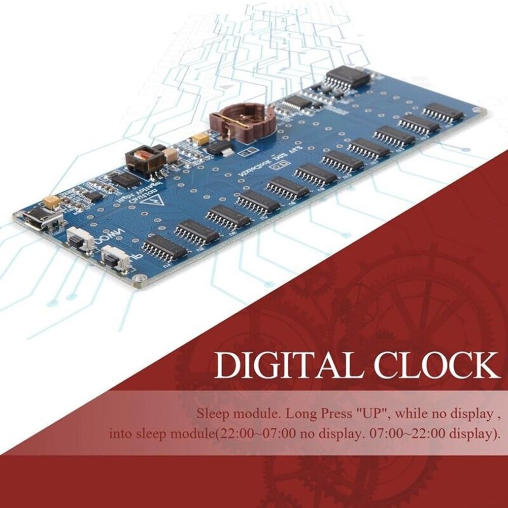 IN-12 Nixie Tube PCBA zestaw do montażu zegara cyfrowego, 7 kolorów podświetlenia RGB, automatyczna funkcja trybu uśpienia, metalowa obudowa z płytą akrylową, zasilanie USB 5 V, kolor niebieski