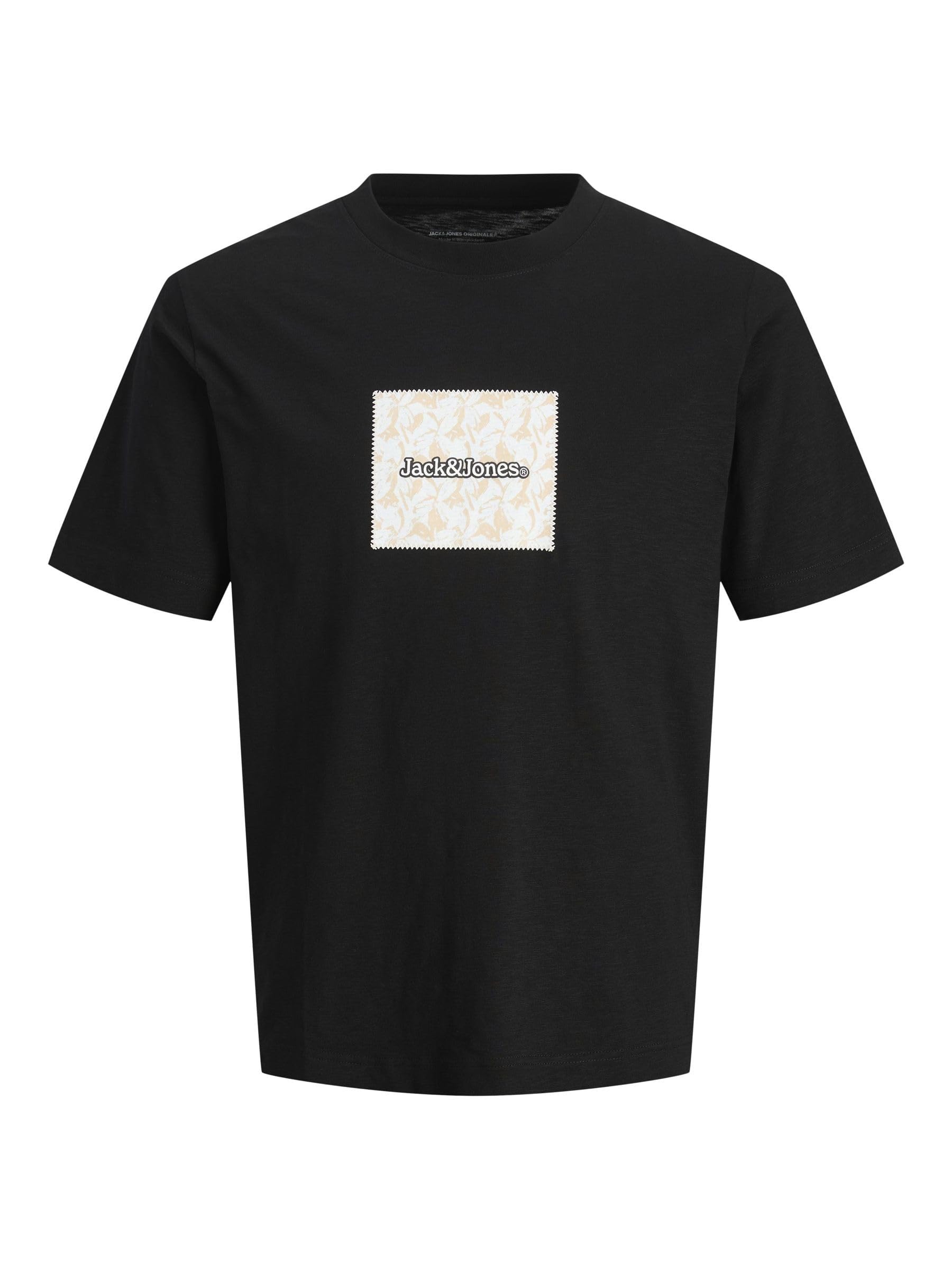 JACK & JONES Male T-Shirt Logo Crew Neck T-Shirt, Black, XL