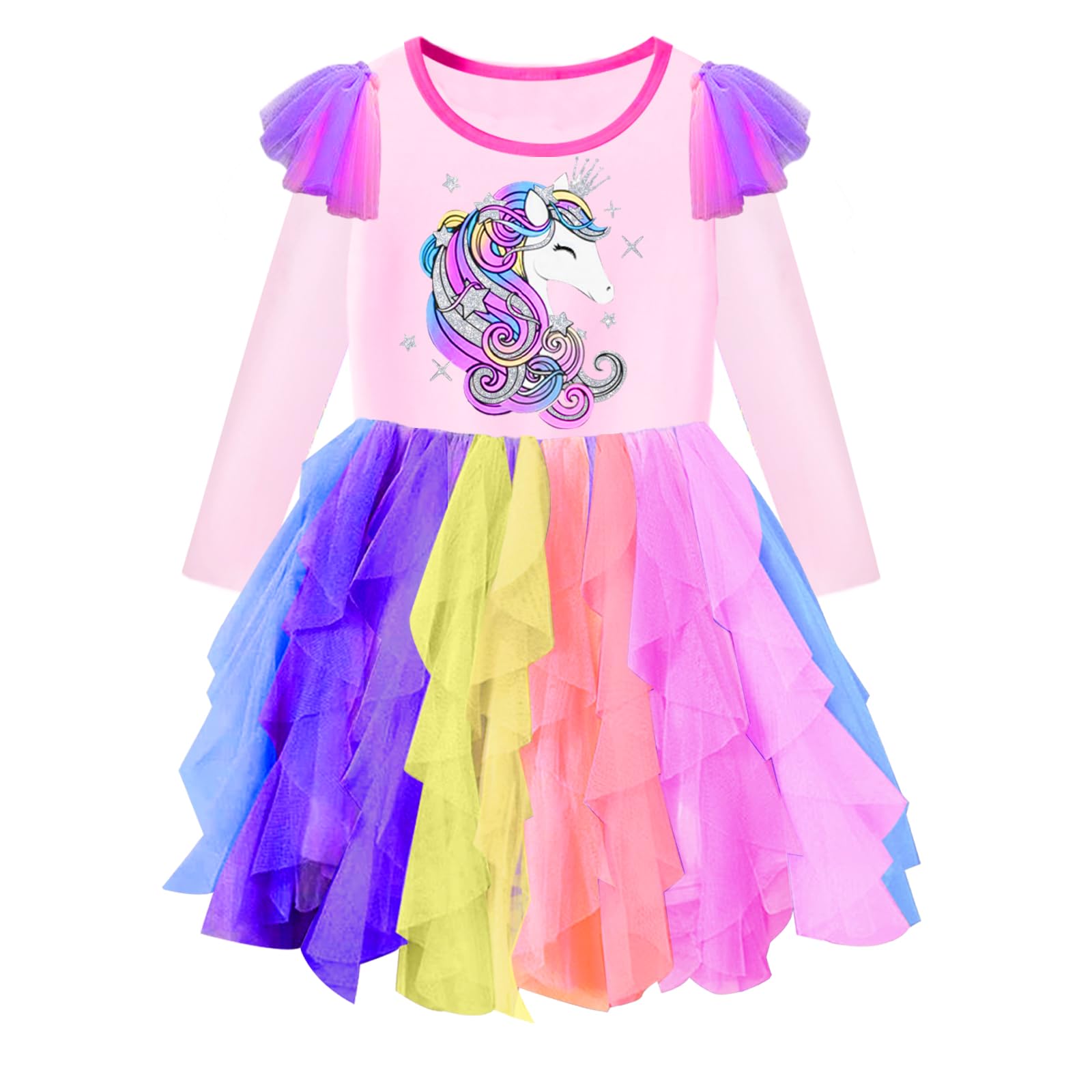 VIKITA Girls Dresses Winter Long Sleeve Party Tutu Dresses for Girls 3-12 Years