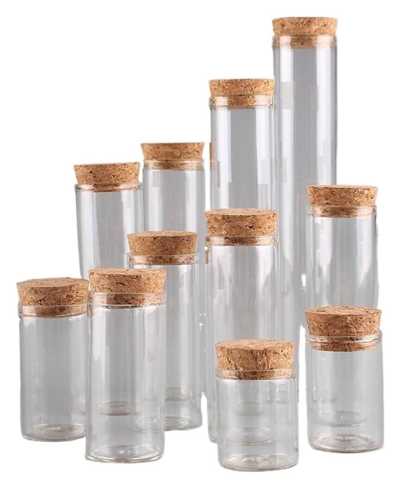 Provette in Vetro Trasparente, Confezione da 12 provette in Vetro con Tappo in Sughero 15-60 ml for lavori Fai Te(100ml)