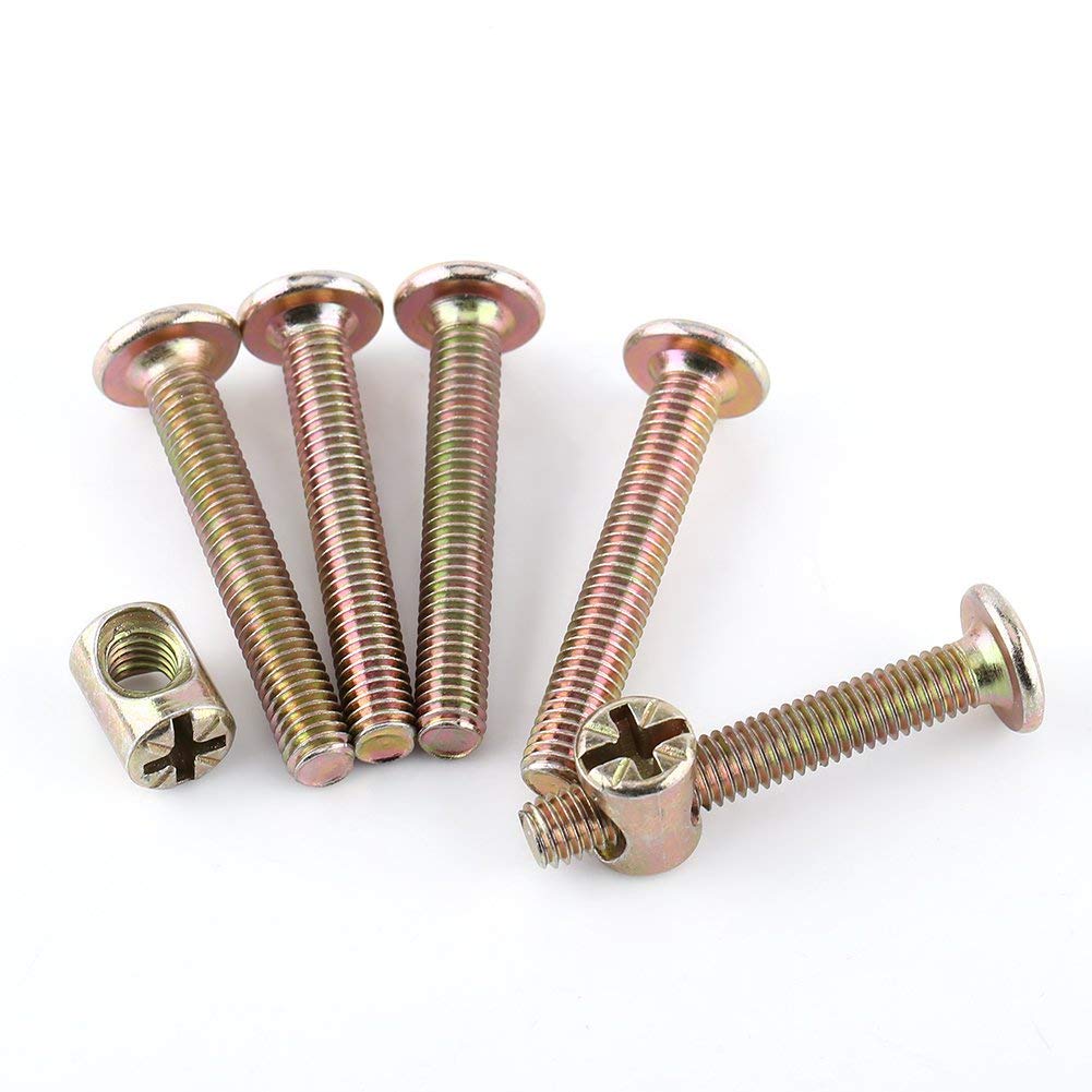 10 pcs M6 Bolt Screws Cap Nut Set Carbon Steel Furniture With Nuts Dowel Nut Connector (60mm)