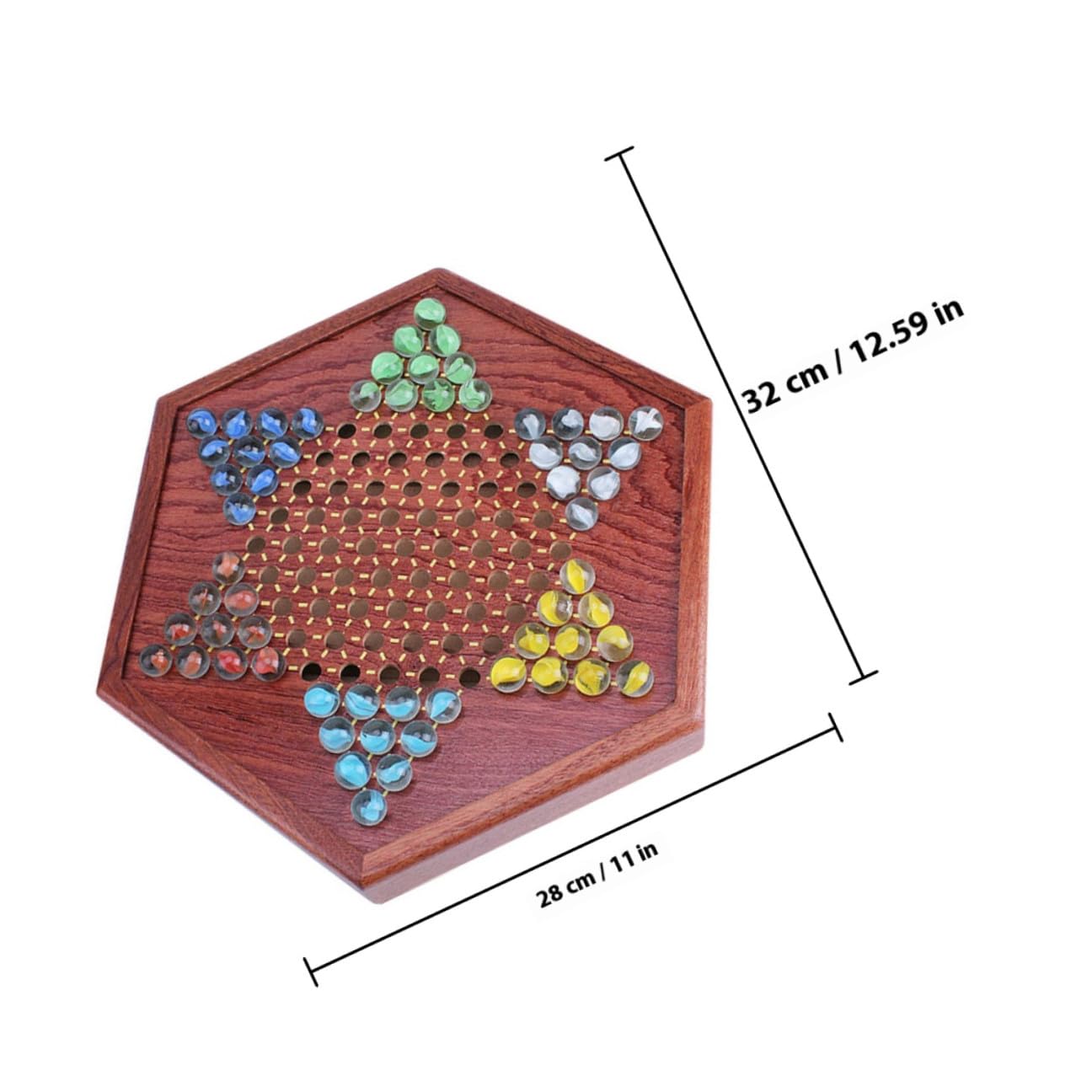 Chinese Checkers Set da Tavolo in Legno Marrone Esagonale con Cassetto | Dama Gioco da Tavola, Set 1 Pezzo, Strategia Multigiocatore, per Divertimento in Famiglia