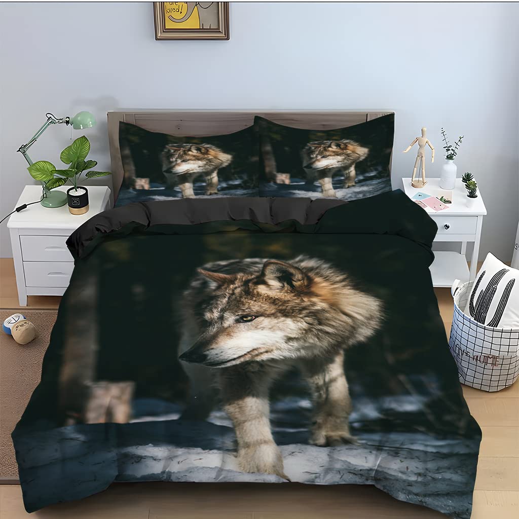 Housse de Couette Loup Lit Enfant Solution Literie Facile à Fermeture Éclair
