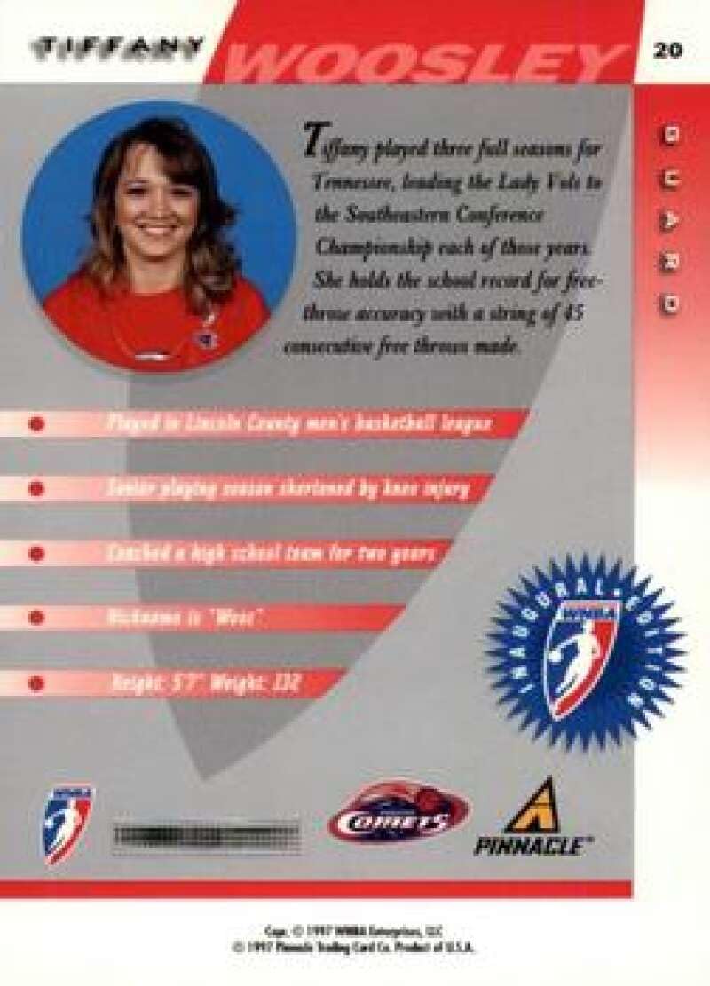 Amazon.com: 1997 Pinnacle Inside WNBA #20 Tiffany Woosley RC