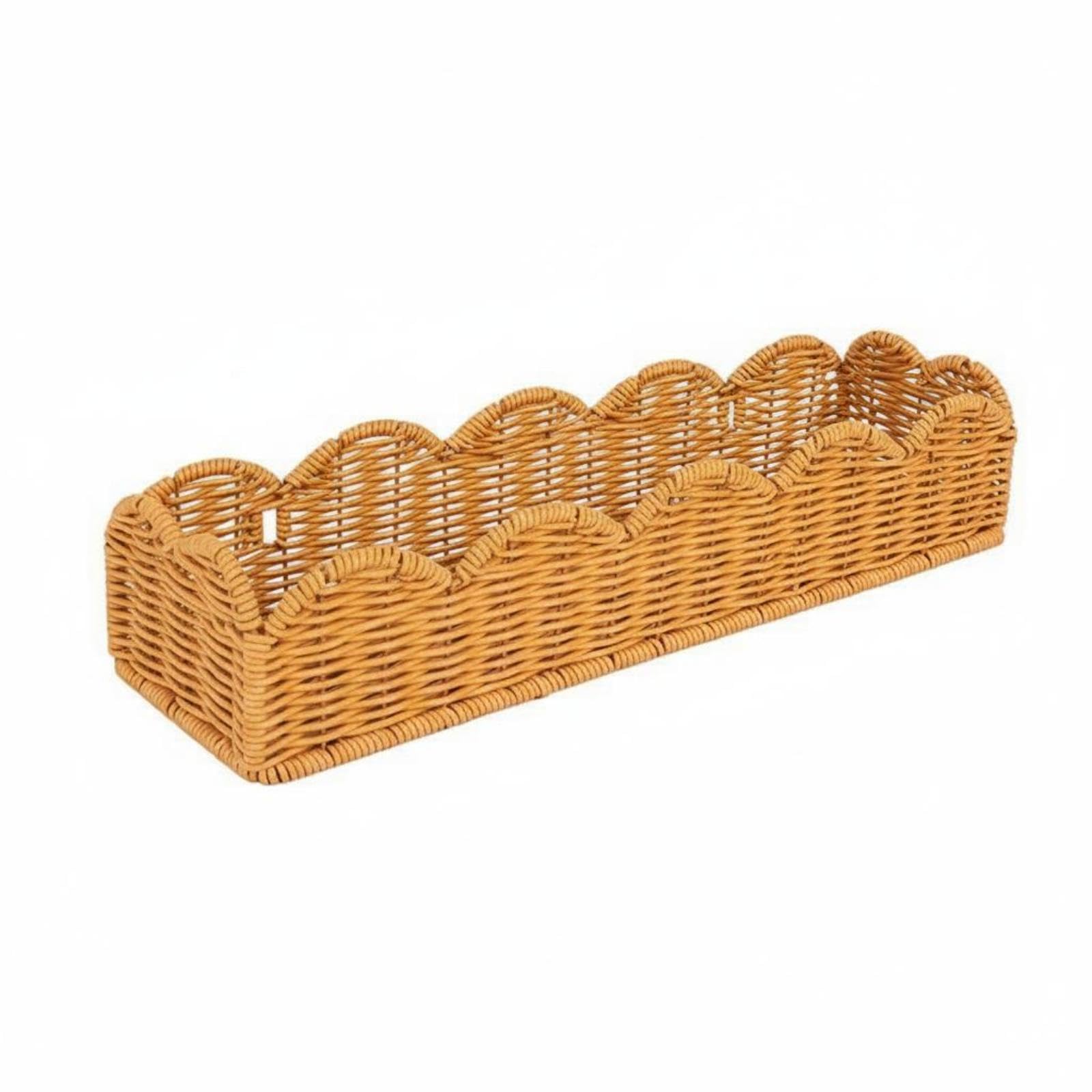 Rectangular Woven Basket Brown Storage Basket Open-Top Woven Wall Organizer for Tabletop | Storage Bins & Baskets | Home Organization | Household Supplies & Cleaning-image-14
