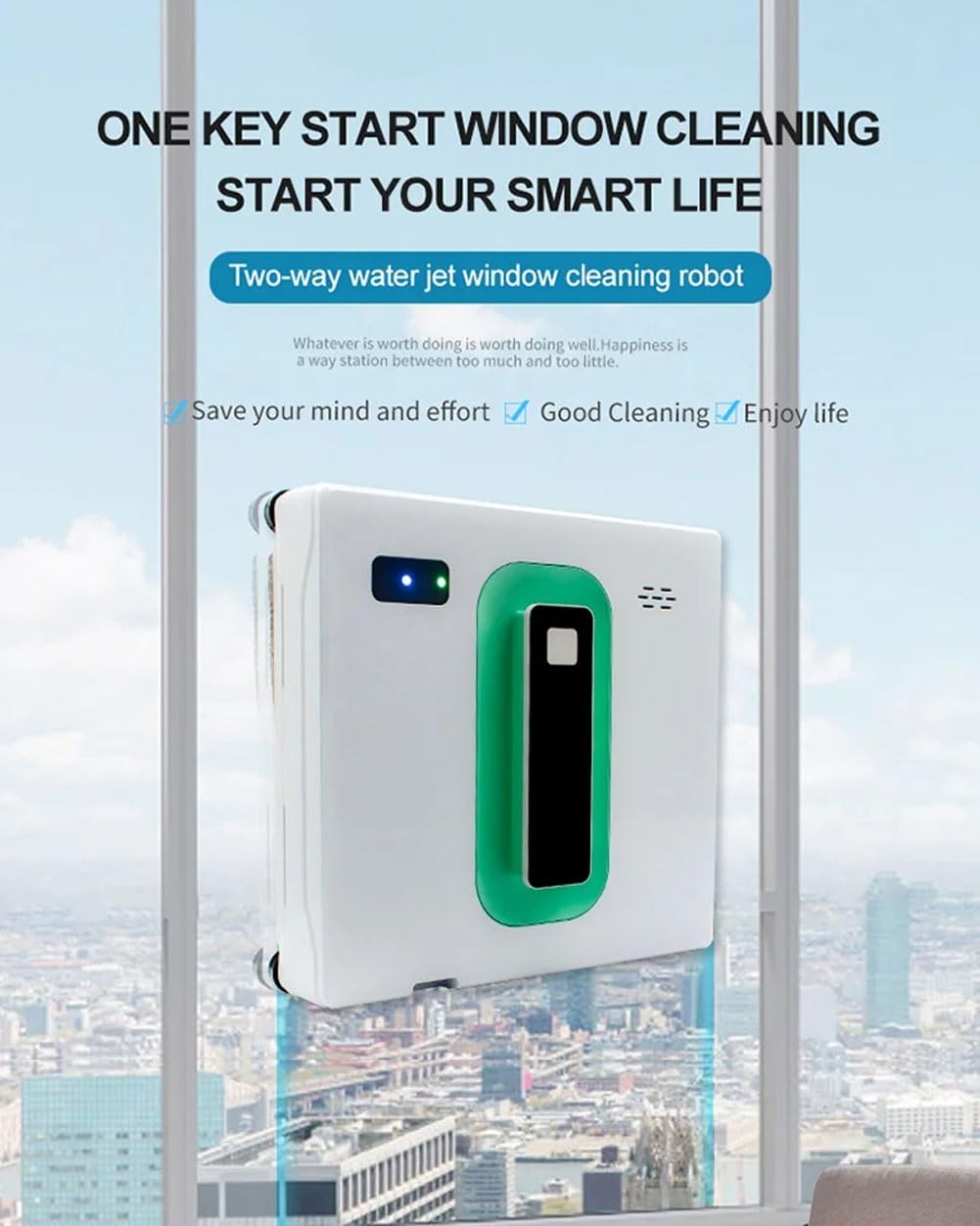 Robot de nettoyage de vitres, nettoyeur de vitres à forte aspiration 2500Pa