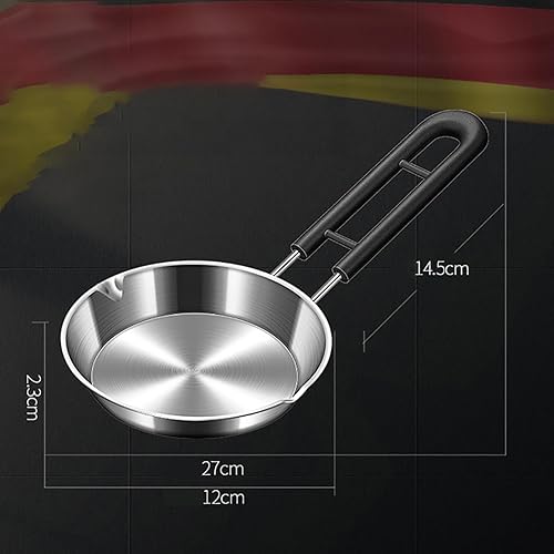 Miniatura 7 de Mini sartén antiadherente para huevos, sartén de acero inoxidable 304, sartén de cocina para tortilla, bistec, panqueques, 4.7 in