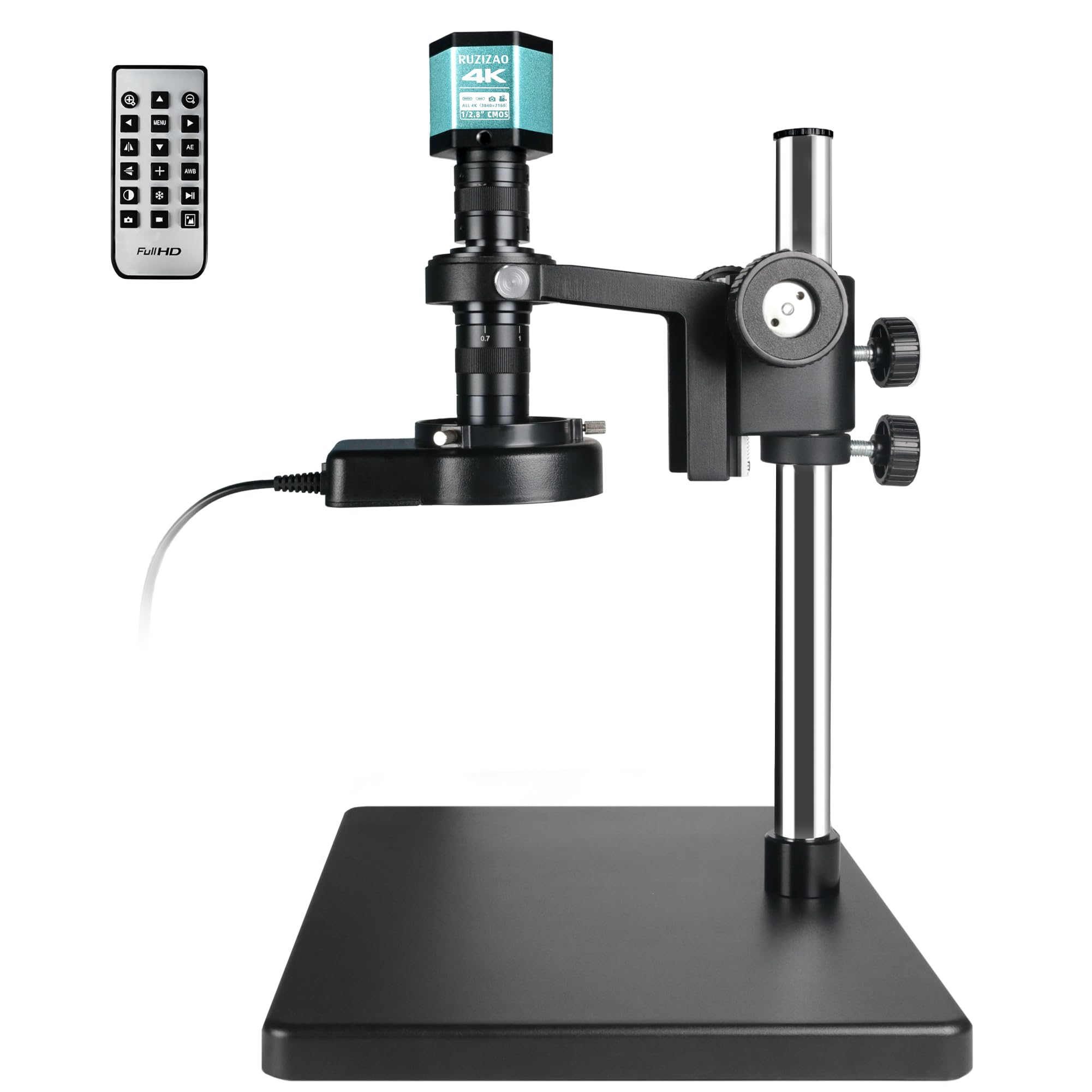 Microscopio digitale professionale, 150 x microscopio industriale 4K HD, luce ad anello regolabile, interfaccia tipo C/hdmi, con base stabile grande, per manutenzione elettronica di saldatura