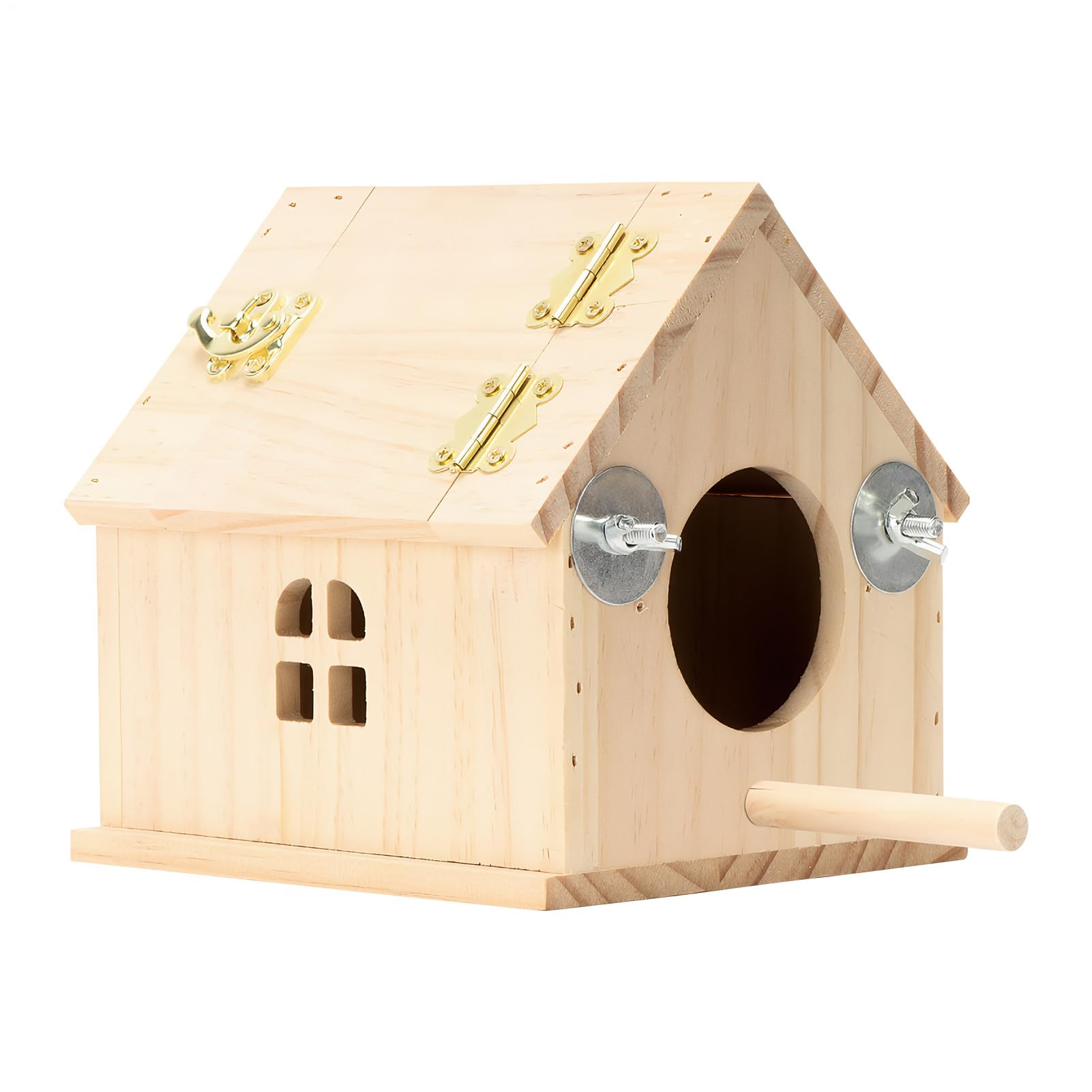 Cockatiel Nesting Box – Wood Nest With Perch, Parakeet Parrot Mating Box | Breeding House For Cockatiel, Conure, Parrot, Lovebirds, Finch, Canary, Cockatoo, Cage Or Garden Use, Outdoor Backyard Balcon