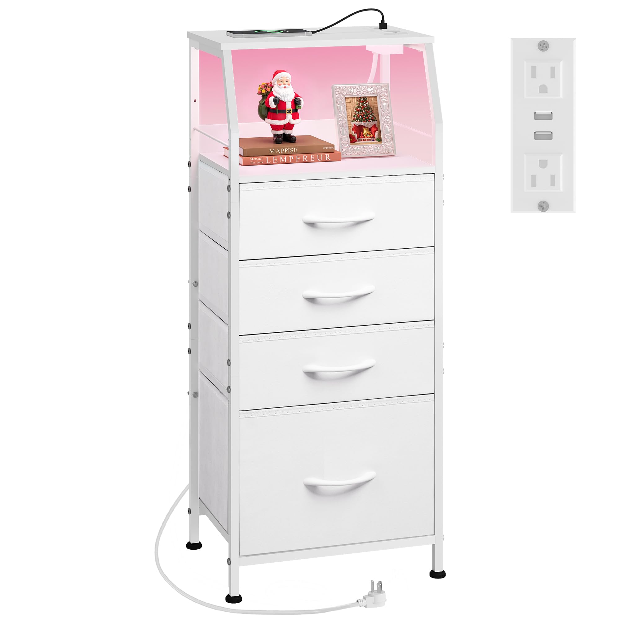 WLIVE LED 4-Drawer Nightstand
