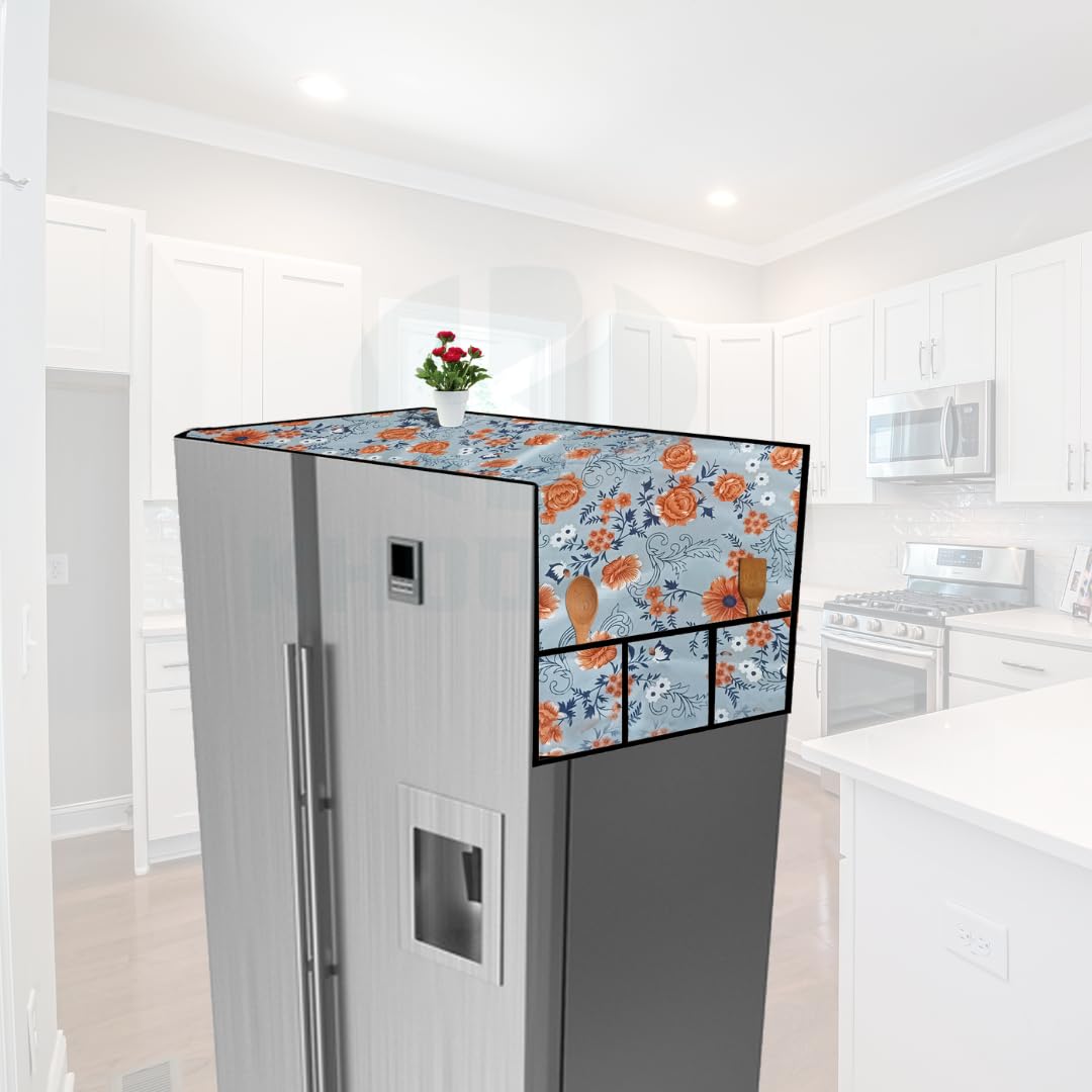 KHOOBREZ Premium Rubber Coating Cloth Prints Washable Waterproof Double Door Fridge Refrigerator Top Cover with Utility Pockets (25.5" X 67" inches) (65 x 170cm) FC3(Grey) (B0DH1XRL31) Amazon Price History, Amazon Price Tracker