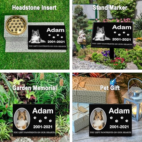 Image of ADFSTONE Pet Memorial Stones Personalized Dog Remembrance Gifts, Customized Dog Picture Grieving Plaque, DIY Gravestone, Custom Sympathy Photo Gift, Animal Grave Markers.