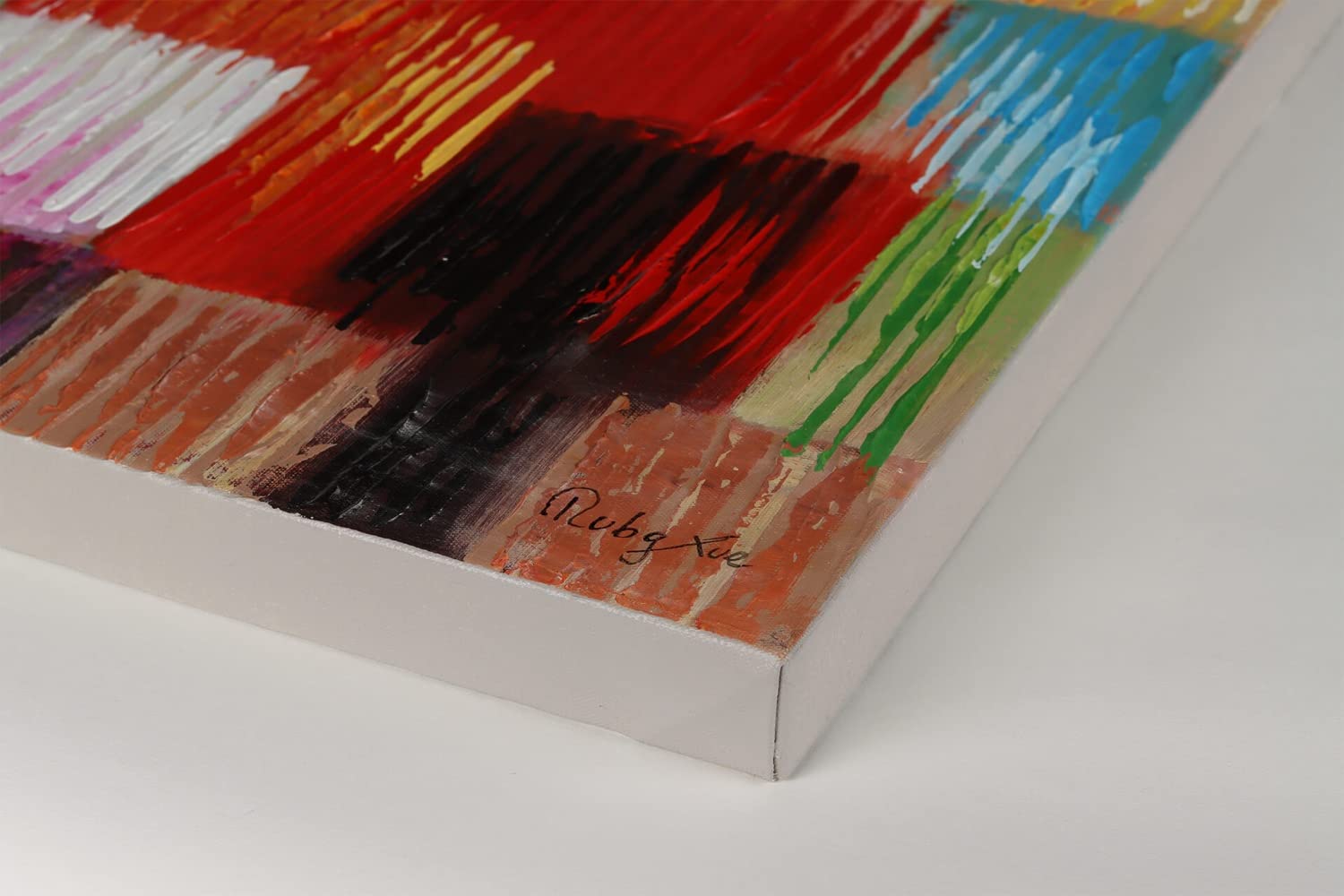 KunstLoft Leinwandbild | 100% HANDGEMALT | 140x70cm | Gemälde 'Eine Hommage ans Leben' | Abstrakt | Bunt | Wandbild Wohnzimmer
