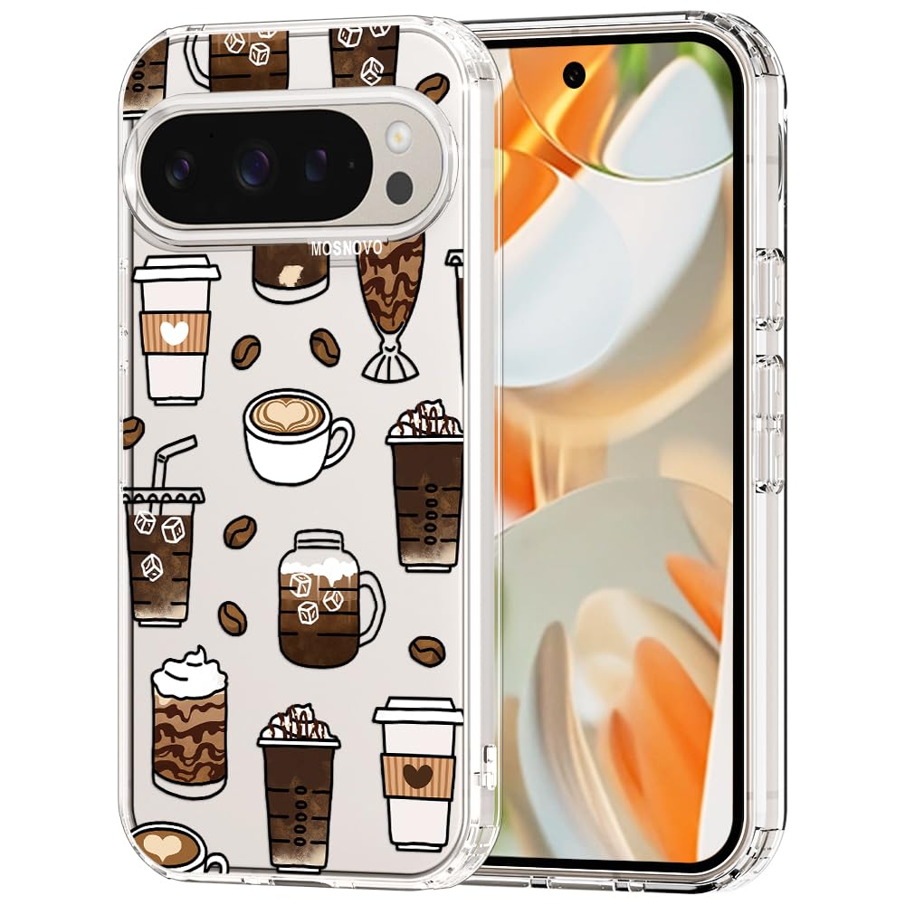 MOSNOVO Case for Google Pixel 9 & Pixel 9 Pro, [Buffertech 6.6ft Military-Grade Drop Protection] [Anti Peel Off Tech] Clear TPU Bumper Phone Case Cover Design - Great Wave — view 34