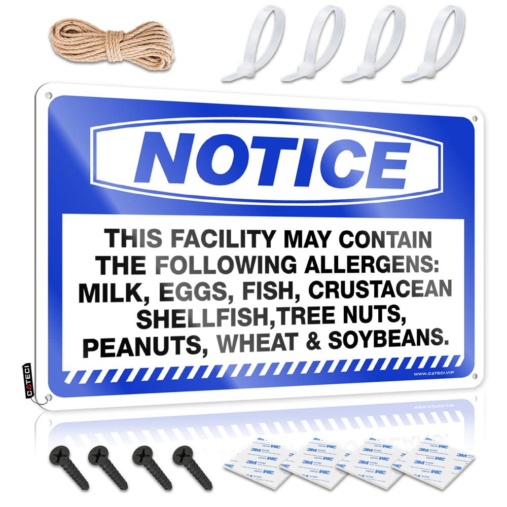 IBWNBBUSN Whiskey Signs For Home Bar Notice Milk, Eggs, Fish, Crustacean, Nuts, Tin Sign Bar Signs For Home Bar Decor Home Bar Tin Sign(30X40CM)