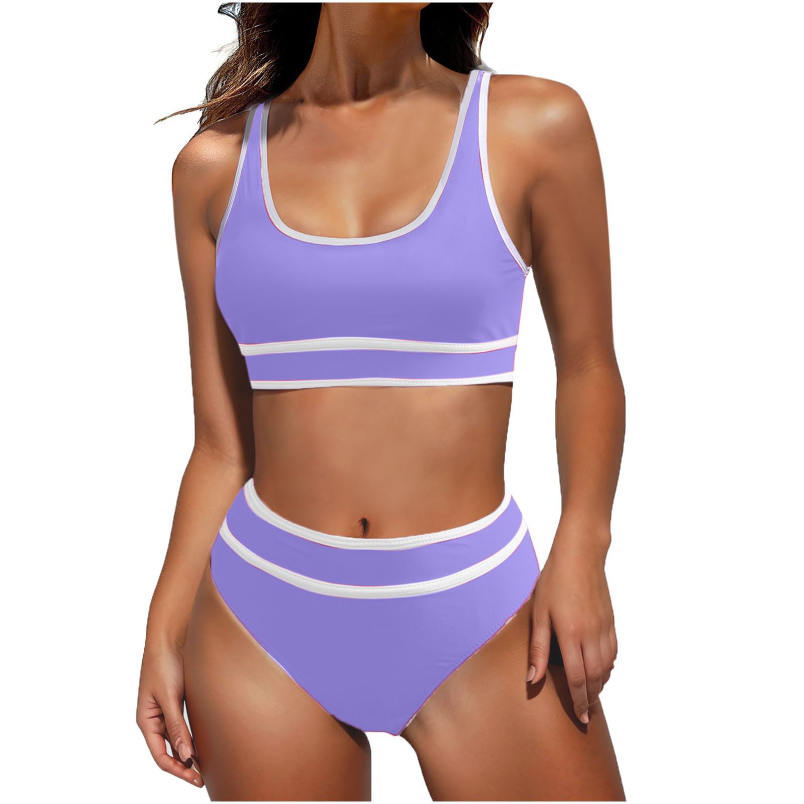 NUSGEAR Bikini Mujer 2024 Bañador Menstrual Niña Conjunto de Bikinis Reductor Neopreno Trajes de Baño Dos Piezas Playa Moda Push up Bikini Cintura Alto Tankinis Beachwear Monokini Vacaciones Hawai