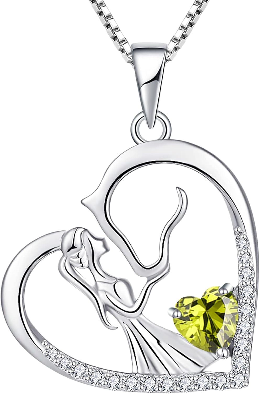 YL Horse Necklace 925 Sterling Silver Love Heart Pendant for Women 18k White Gold Plated Animal Jewelry