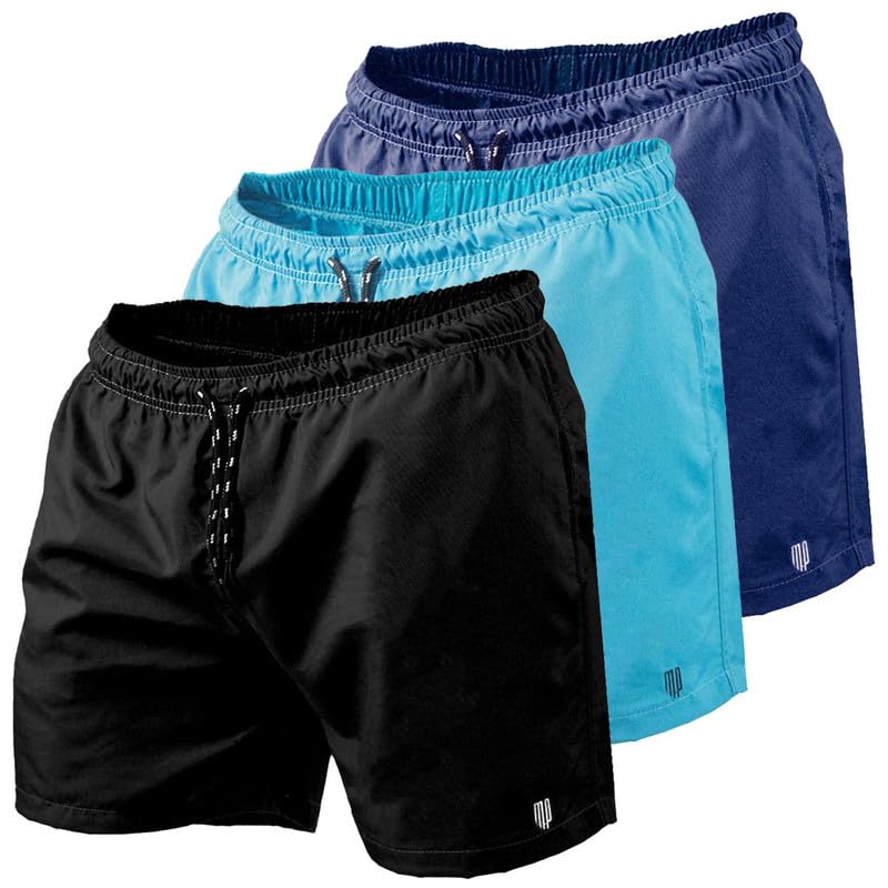 Kit 3 Short Masculino Tactel Piscina Praia Bermuda de Academia Masculino Corrida MP