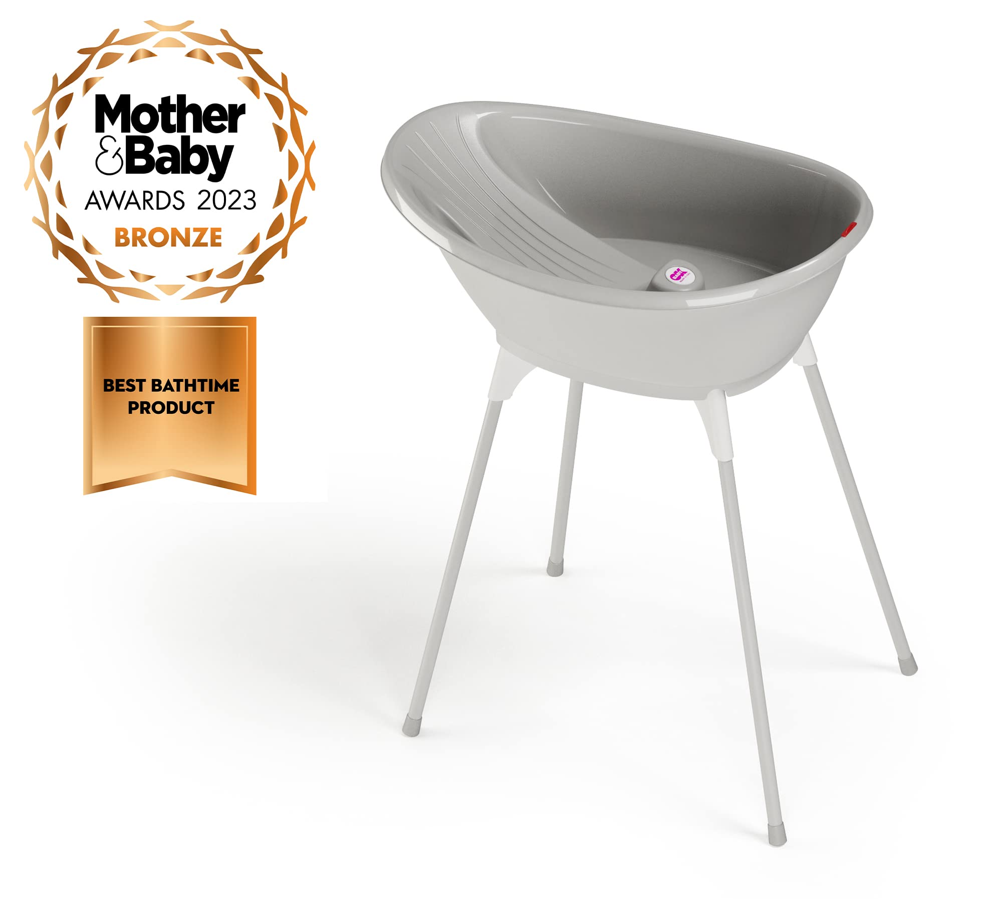 OKBABY Kit Vaschetta Bella e Cavalletto di Supporto - per il Bagnetto del Neonato 0-12 Mesi - Vaschetta Grigia