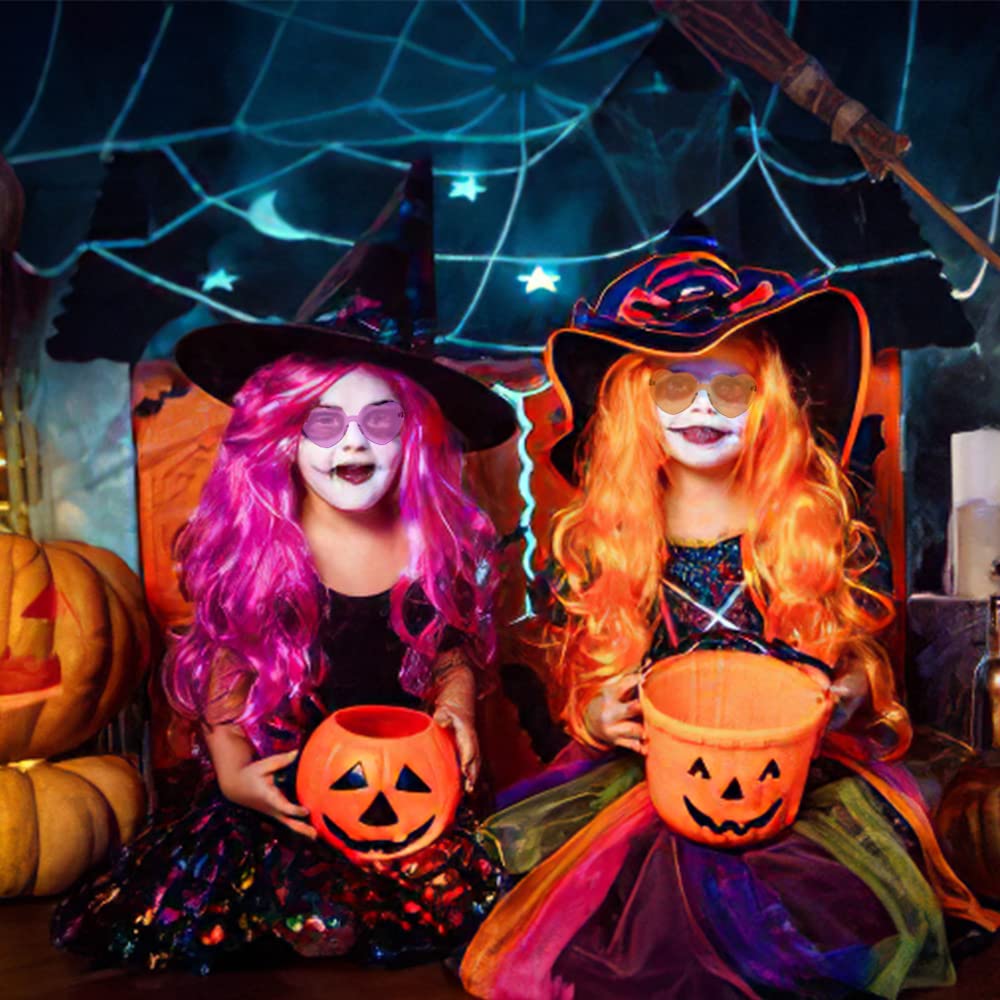 Long Colored Wigs - 6 Pack Wavy Neon & Curly Color Wigs for Women - Come with Extra Neon Glasses - Bachelorette Party Favors (Blue, Green, Orange, Purple, Pink, Wine Red) - Image 7