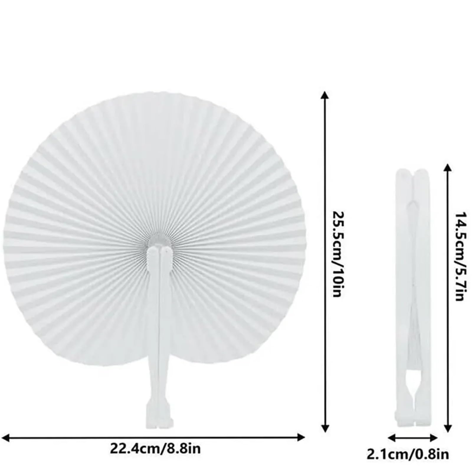 Weißer Faltfächer aus Papier for Kindergeburtstage, Partys, Hochzeiten, Gastgeschenke, runder Handfächer for Selbermalen mit Kunststoffgriff Für Party(50pcs)