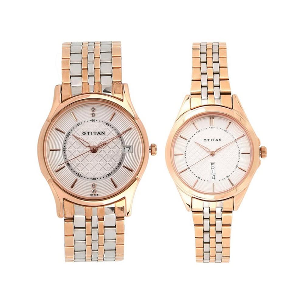 Titan Quartz Analog with Day and Date Silver Dial Stainless Steel Strap Watch for Couple-NS16362565KM01P (B01MXOI6QW) Amazon Price History, Amazon Price Tracker