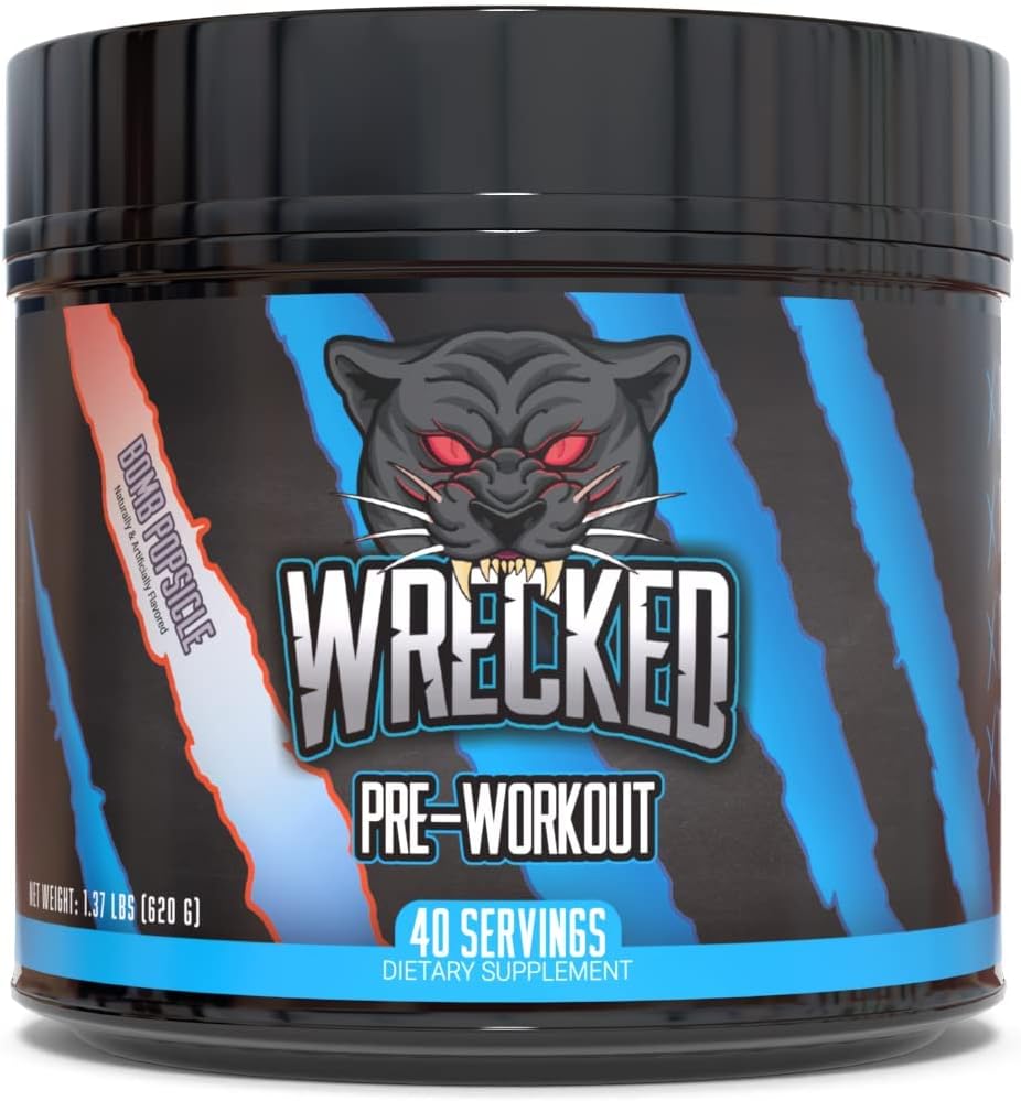Huge Supplements Wrecked Pre-Workout, 30G+ Ingredients Per Serving to Boost Energy, Pumps, and Focus with L-Citrulline, Beta-Alanine, Hydromax, L-Tyrosine, and No Useless Fillers