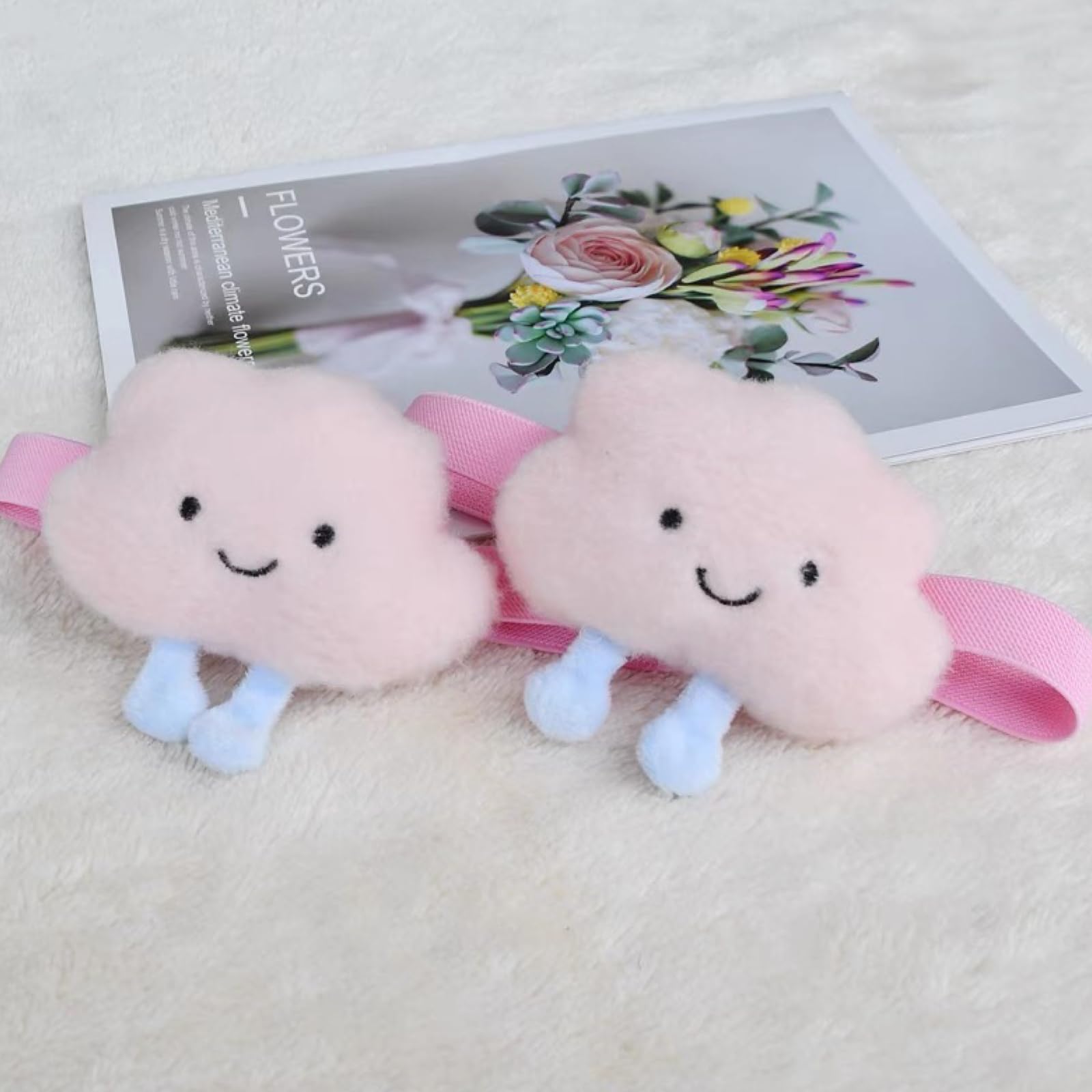 INITOO Fermatenda per tende, 4 pezzi cartoni animati, con fibbia ricamata, a forma di animale, per la cameretta dei bambini, accessori per tende in cotone (beige