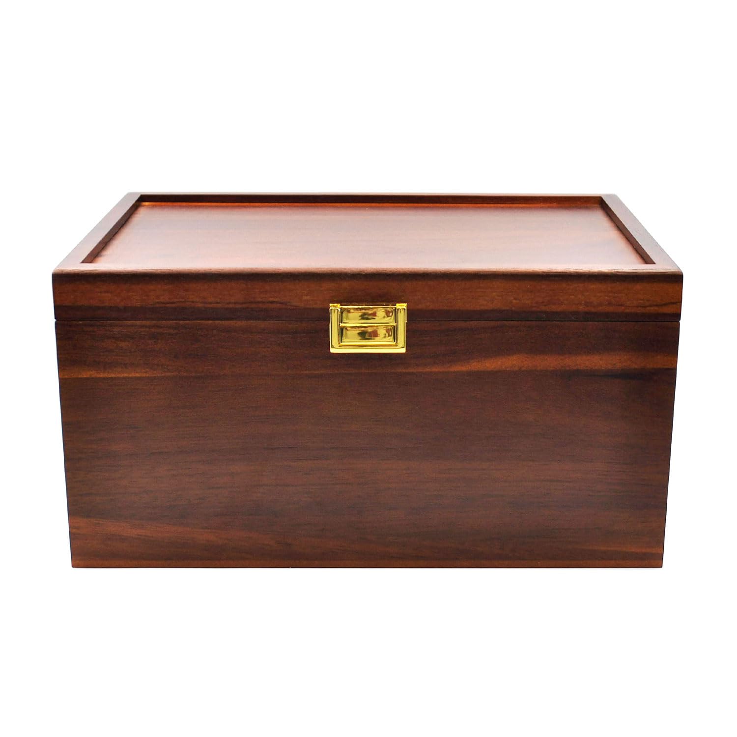 Große Holz Aufbewahrungsbox mit Klappdeckel & Herausnehmbarem Fach, Vintage Akazienholz Schatztruhe (ca. 30,5 x 21,6 x 16 cm) - Ideal für Schmuck, Souvenirs, Werkzeug & Kleinteile