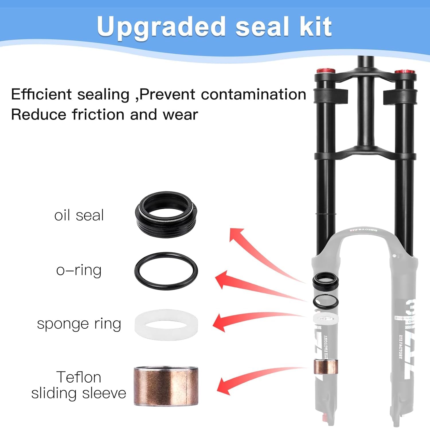 26/27.5/29 inch Mountain Bike Air Suspension Fork,Rebound Adjustment,180mm Travel,QR 9x100mm, 1-1/8 Straight Steerer, Ultralight Double Shoulder Design Front Fork for XC/AM MTB