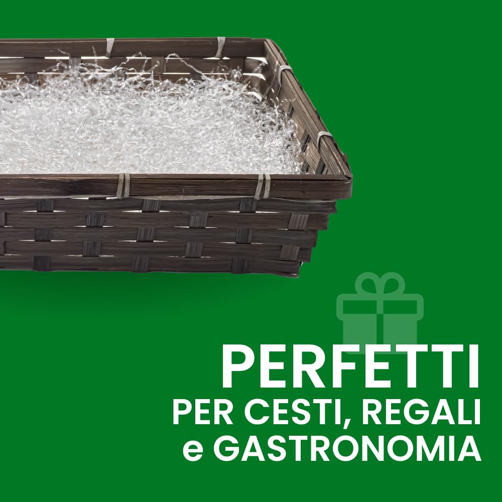 IMBALLAGGI 2000-15Kg Trucioli Trasparenti in Polipropilene Bio, Paglia per Cesti Natalizi, Regali di Natale e Confezione Regalo, Riempimento Imballaggio per Spedizioni Pacchi, Paglietta per Scatole