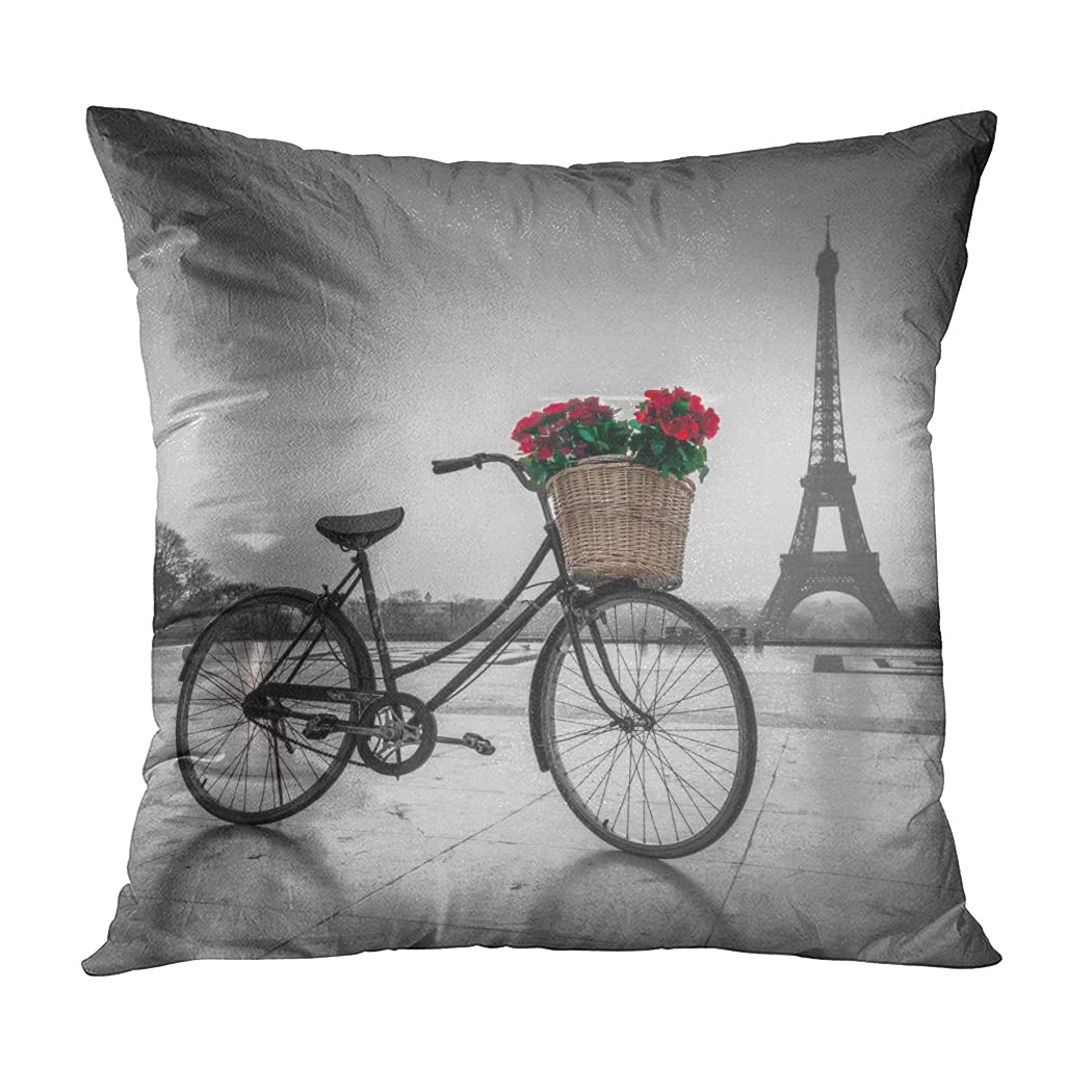 Housse De Coussin Carrée 55x55 Cm Motif Tour Eiffel - Impression 3D Double Face - Polyester Avec Zip
