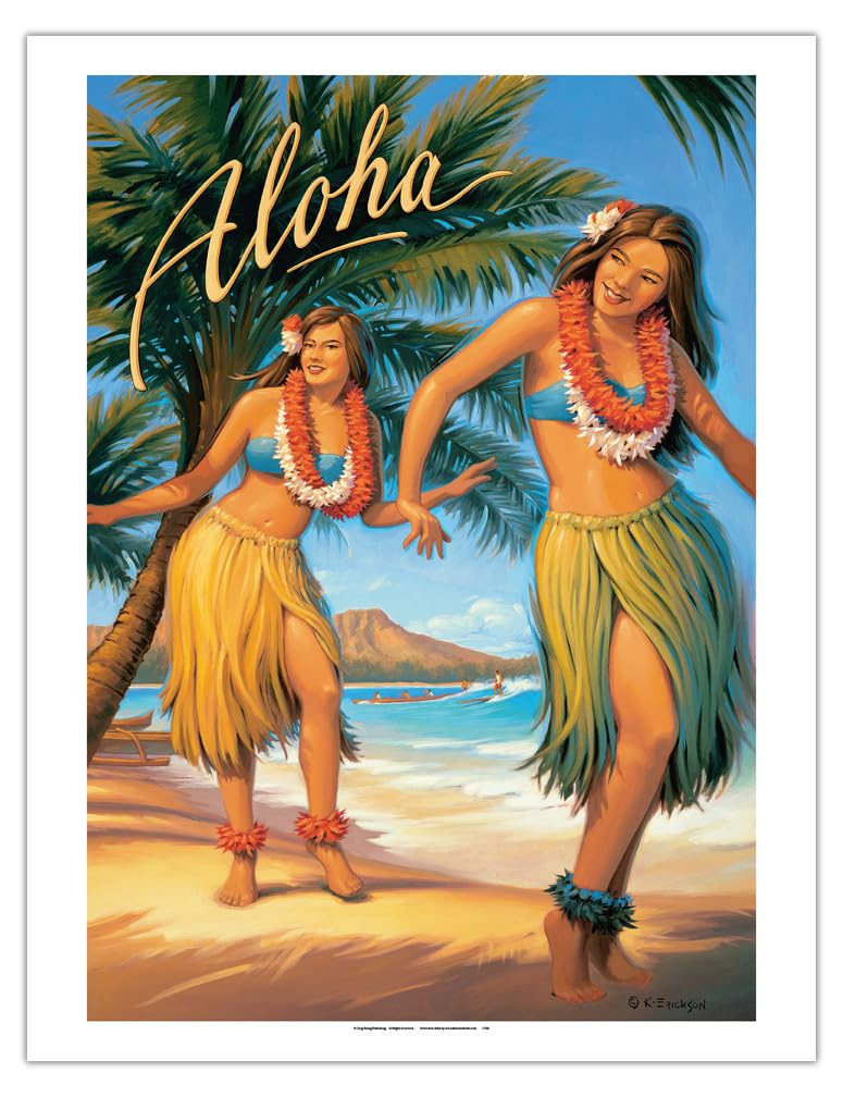 フラダンス　ハワイ　絵画　絵　水彩画　インテリア　ポスター Amazon.co.jp: Pacifica Island Art Aloha – ハワイのフラ