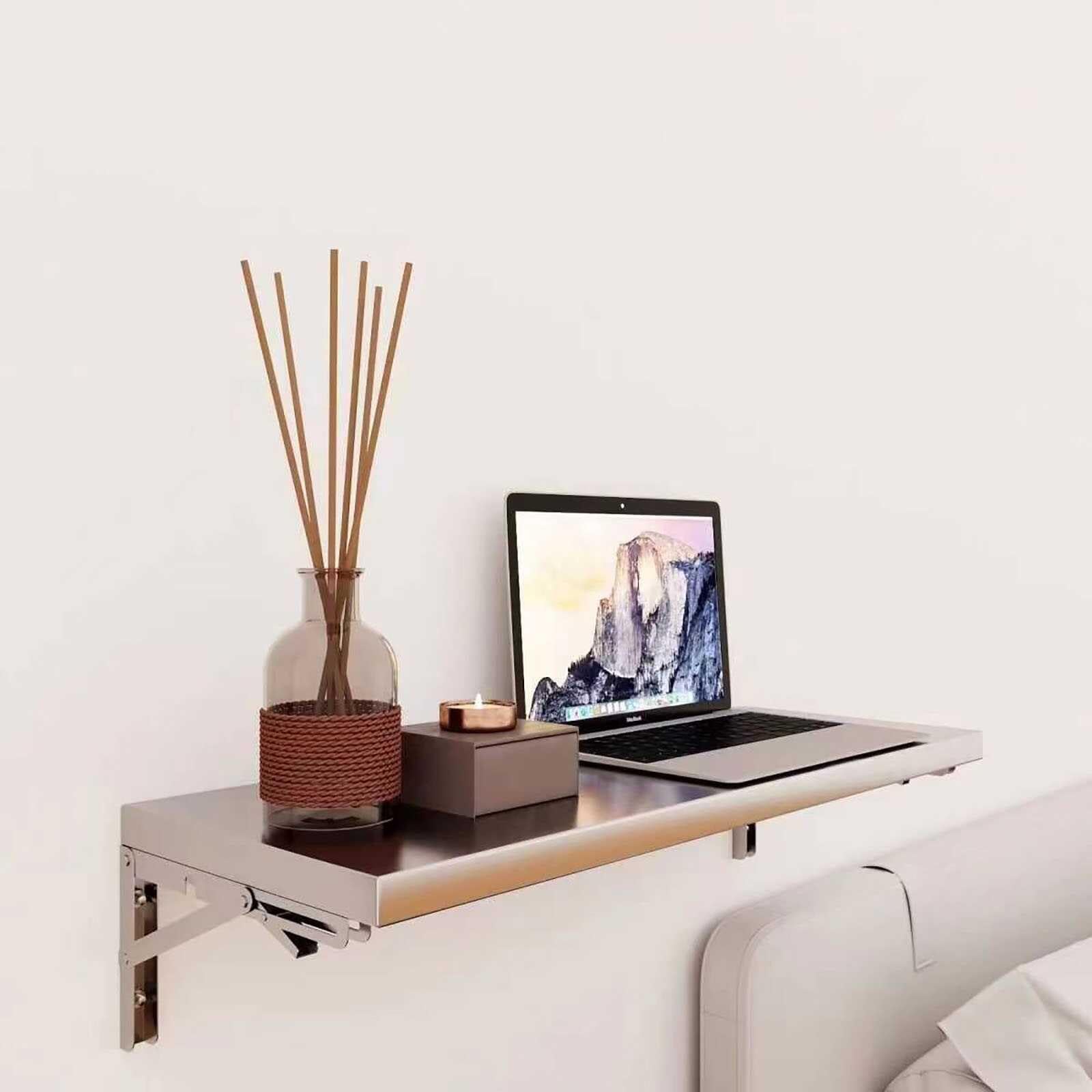 Edelstahl Wandklapptisch Klappbar Platzsparender Wandtisch für Wandmontage Robuster Rostfreier Schwerlast Klapptisch für Küche, Balkon, Werkstatt & Laptop (Nur als Ablage) 60x50cm