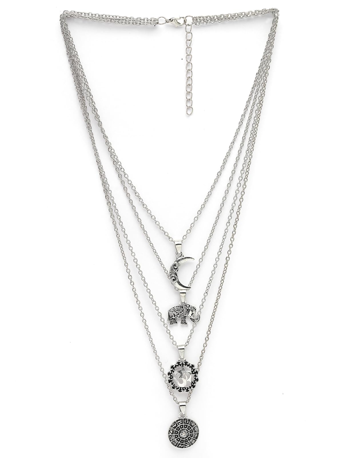Scintillare By Sukkhi Impressive Multistyle 4 Layered Rhodium Plated Silver Oxidised Pendant Necklace for Women & Girls |Birthday Gift for Girls And Women Anniversary Gift for Wife| Gifts |N106598 (B0CQFXC5N3) Amazon Price History, Amazon Price Tracker