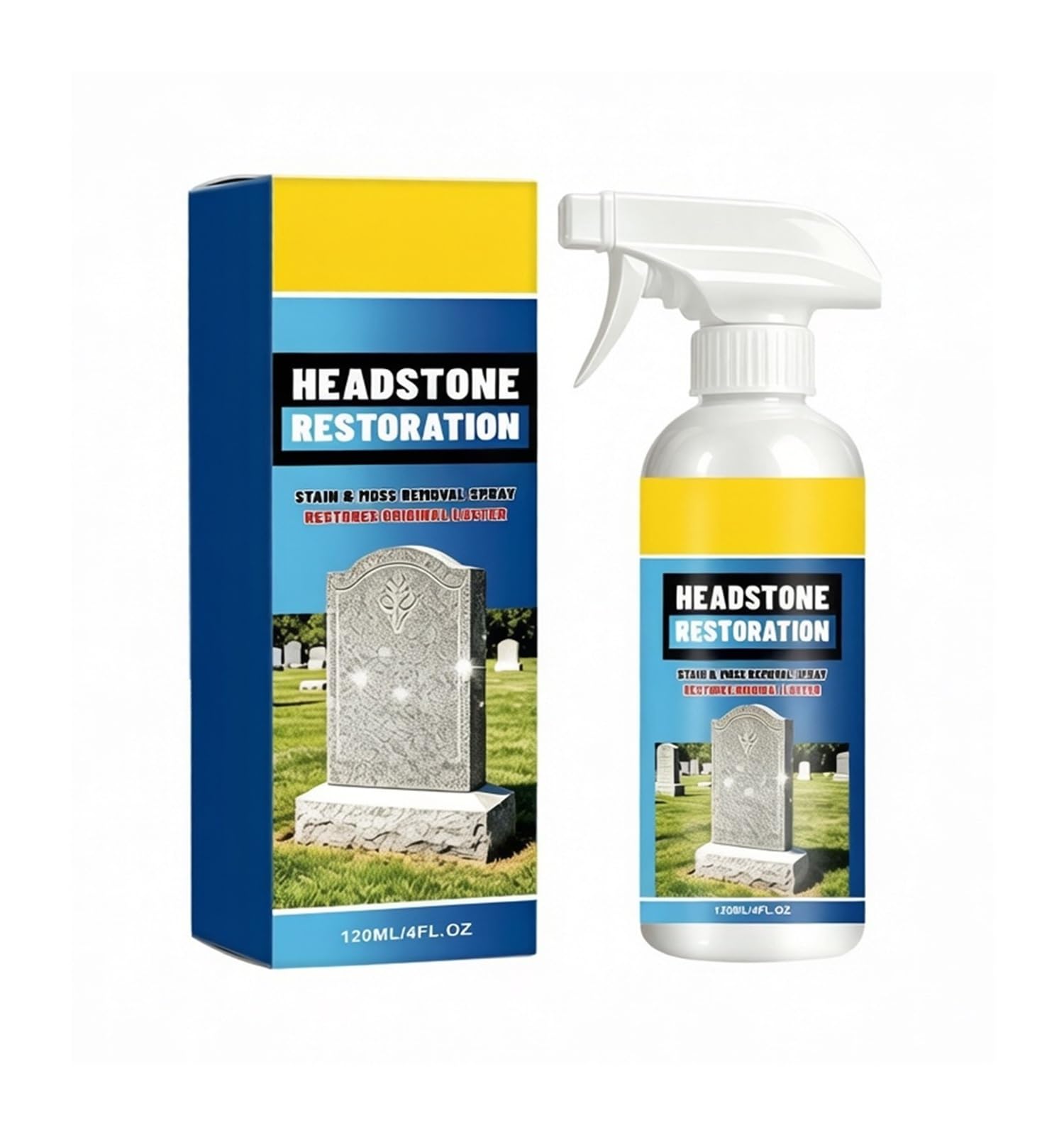 120 ml Grabsteinreiniger | Entfernt schnell Flecken und sorgt for ein frisches, glänzendes Finish(3pcs)