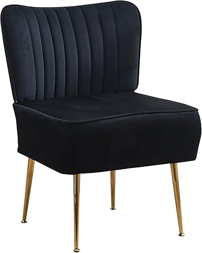 Miniatura 13 de Moderno juego de 3 sillas decorativas de piel sintética, tapizadas, con respaldo de alas sin brazos con patas doradas, cómodo sofá individual, Rojo