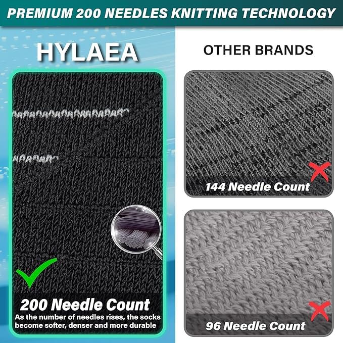 Hylaea 6 Pairs Running Socks for Men, Coolmax Anti-Blister Cushion Socks for Athletic, Moisture Wicking & Seamless Size M Black & Black4