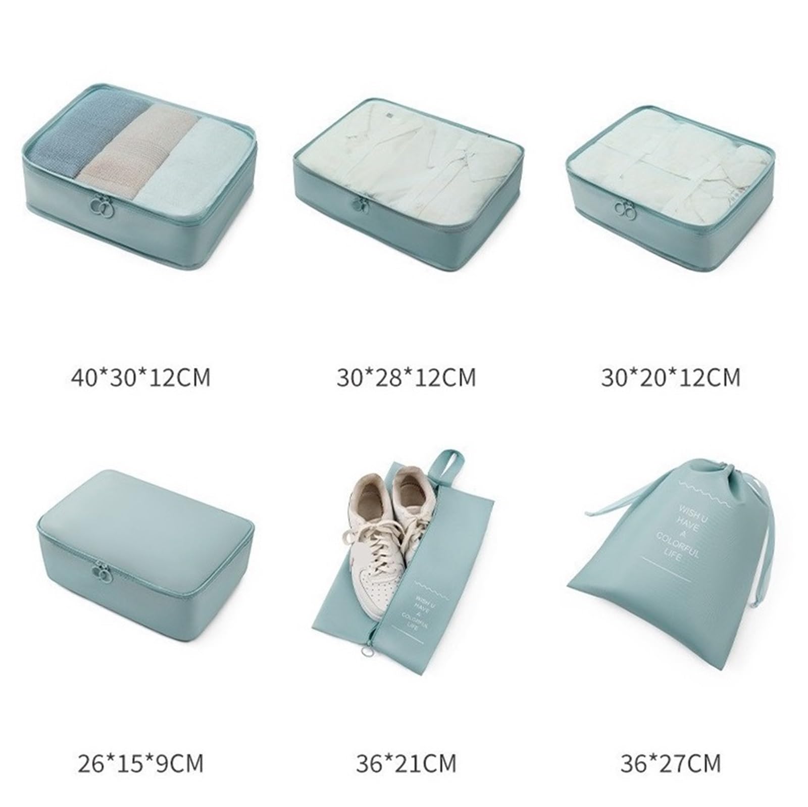 Set di contenitori da collezione, for smistare e organizzare vestiti, set di sette pezzi for riporre i bagagli da viaggio portatili Per Risparmiare Spazio Nella Valigia(Grey)