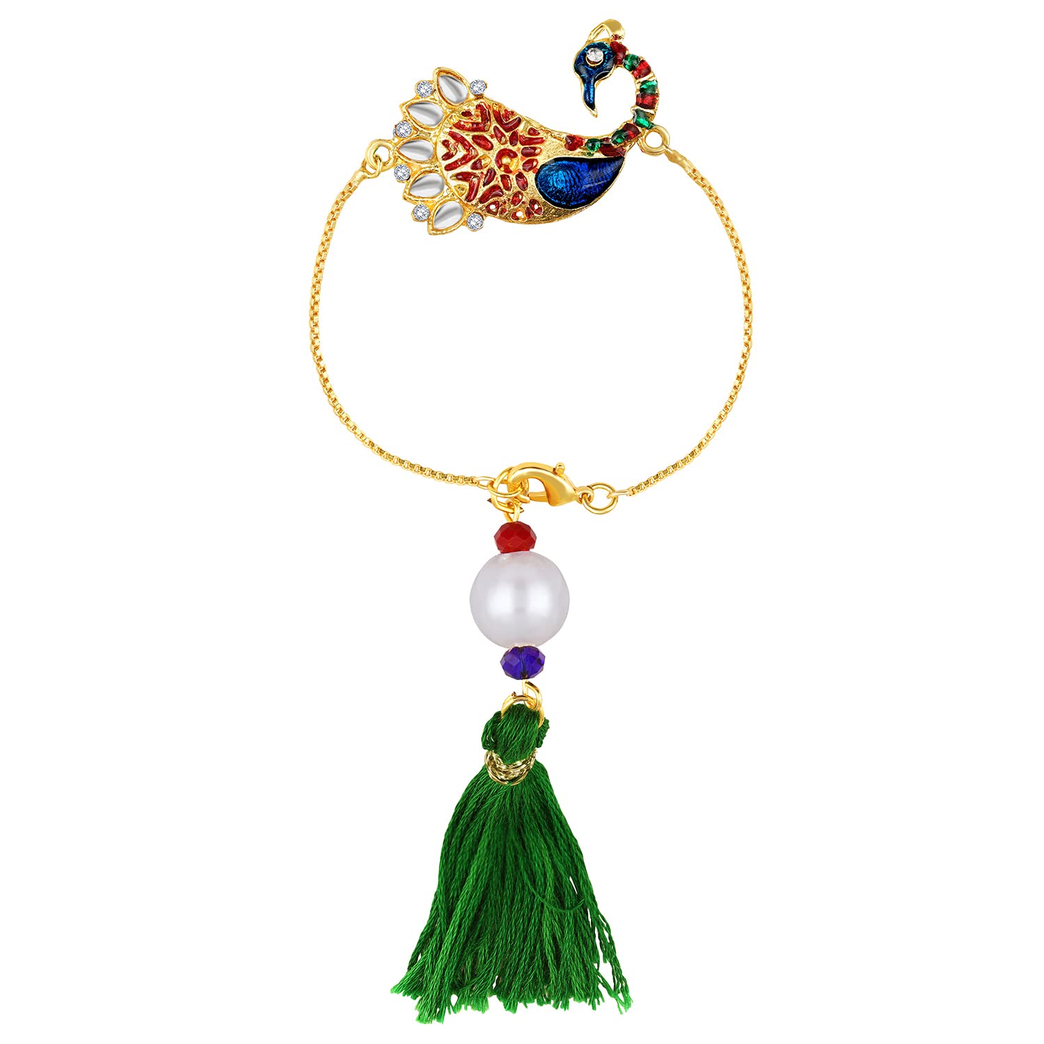 Mahi Peacock Shaped Meenakari Work Lumba Rakhi for Bhabhi (RAL1100679G) (B0B4678QYW) Amazon Price History, Amazon Price Tracker