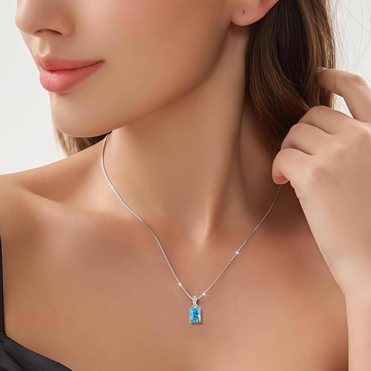 Fahonie 925 Sterling Silver Birthstone Necklace Jewelry Gift for Women Sister Wife Girlfriend Her