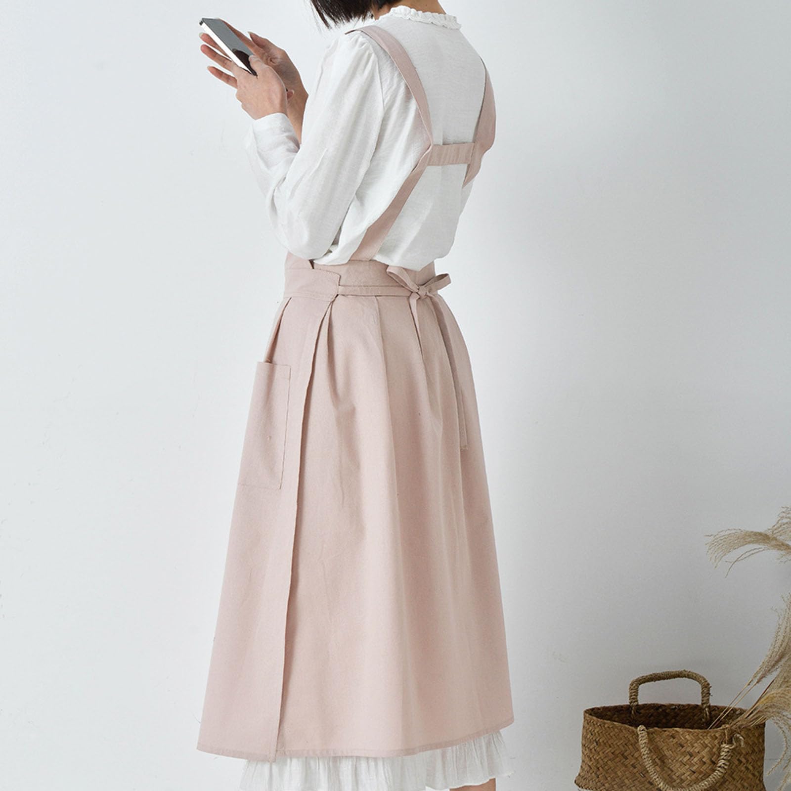 PANGBOER Pinafore Tablier de cuisine imperméable pour femme avec poches pour le travail, le jardinage, la cuisine, la peinture, la pâtisserie