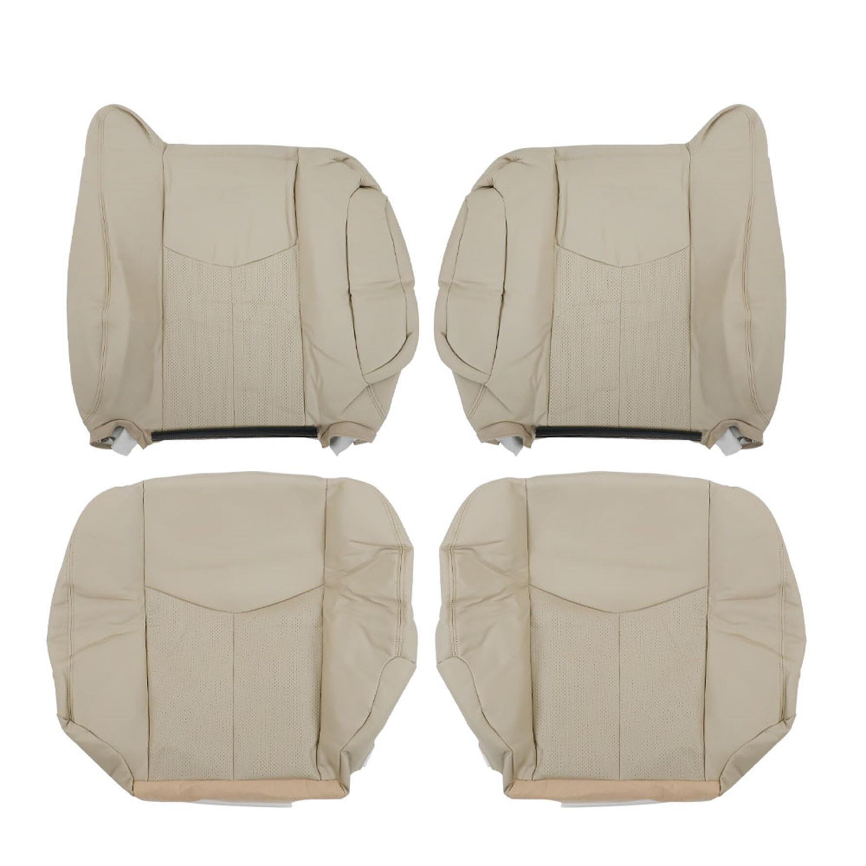 munirater Tan 4Pcs Seat Cover Leather Bottom Lean Back Driver & Passenger Replacement for 2003-2006 Escalade