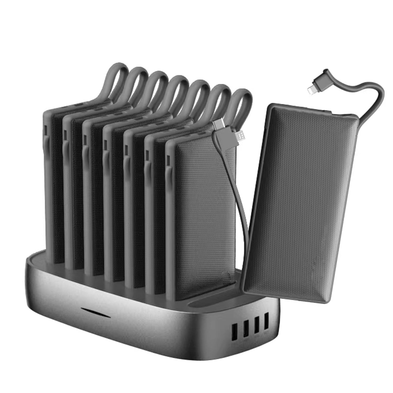 Power Bank 8×10000 mAh, Cargador Portátil con 3 Enchufes Estándar, Batería Externa para Aviones para Grupos, Modo de Carga Múltiple para iPhone 17, 16, 15, 14, 13, 12 Series (Negro)