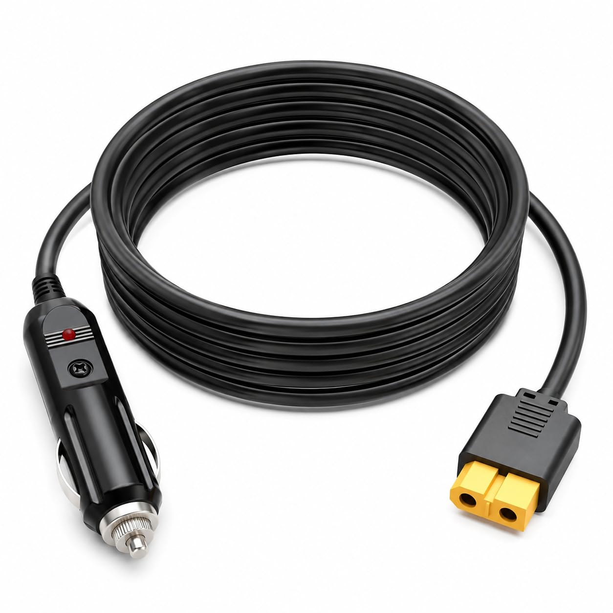Powice Gniazdo zapalniczki samochodowej na XT60 kabel 1,5 m, 14 AWG kabel do ładowania 12 V/24 V z bezpiecznikiem 10 A, kabel do ładowania samochodowego XT60, gniazdo do stacji zasilania, generatora