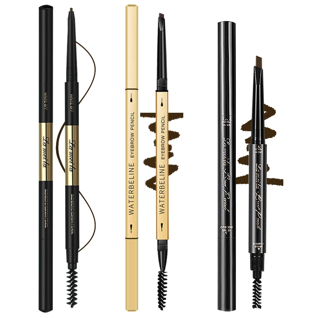 3 Different Eyebrow Pencils,Creates Natural Looking Brows Easily And Lastes All Day,3-in-1:Eyebrow Pencil *3,Dark Brown #-0803081 Dark Brown Eyebrow Pencil *3; #-0803081
