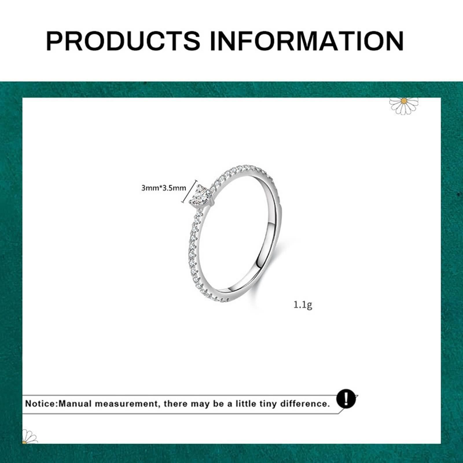 Fedine Fidanzamento Oro Bianco 9 K/14 K/18 K Donna, 3x3,5mm Cuore con Moissanite, Anello in Argento Eternity Donna
