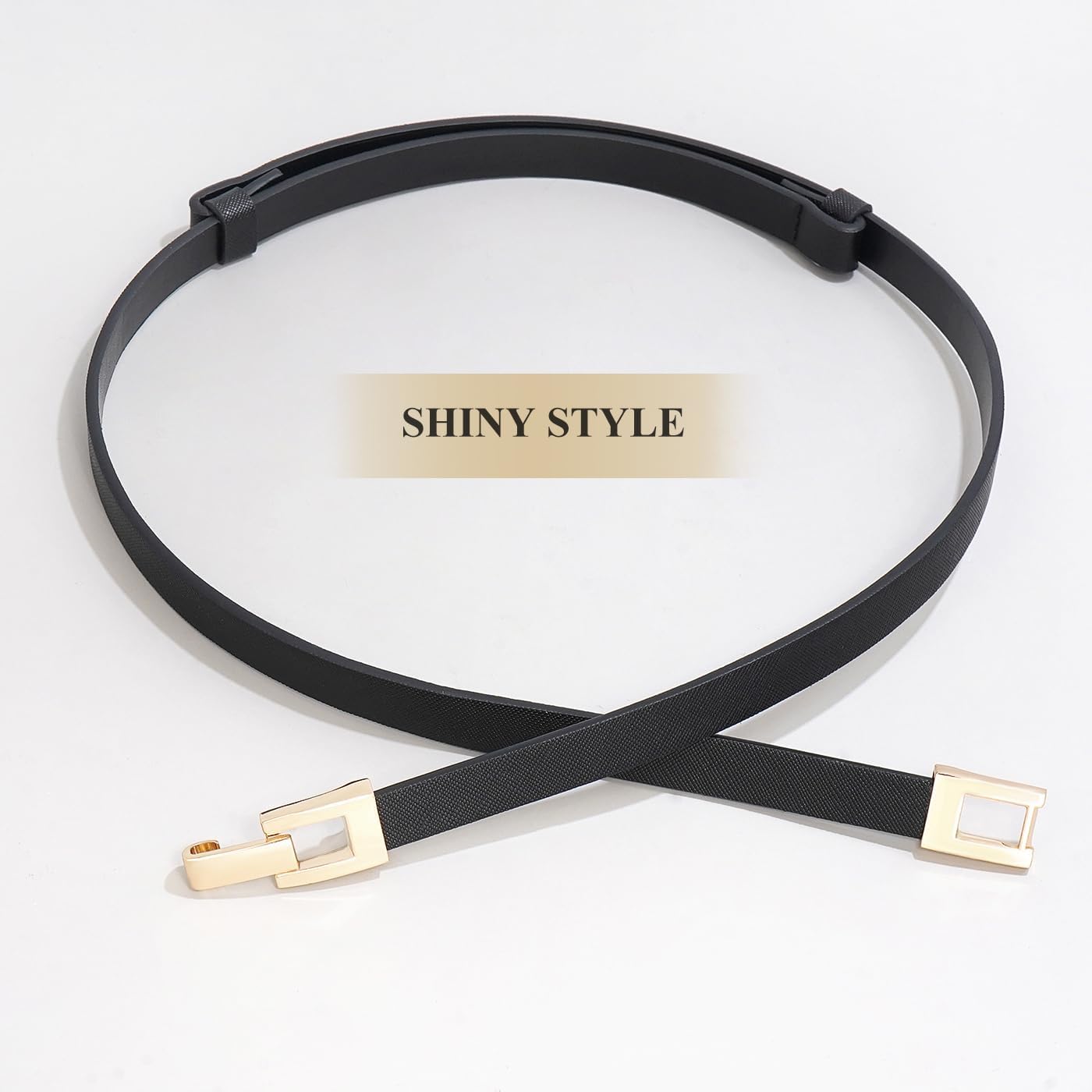 Glamorstar Skinny Belts for Women Thin PU Leather Waist Belt with Gold Buckle for Dresses - Image 3