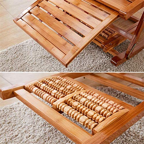 Xzgden Lightweight Sun Lounger Camping Chairs Bamboo Rocking Chair Adjustable In 5 Positions Folding Recliner Outdoor Sun Lounger With Cotton Cushion For Patio, Balcony #TOP6